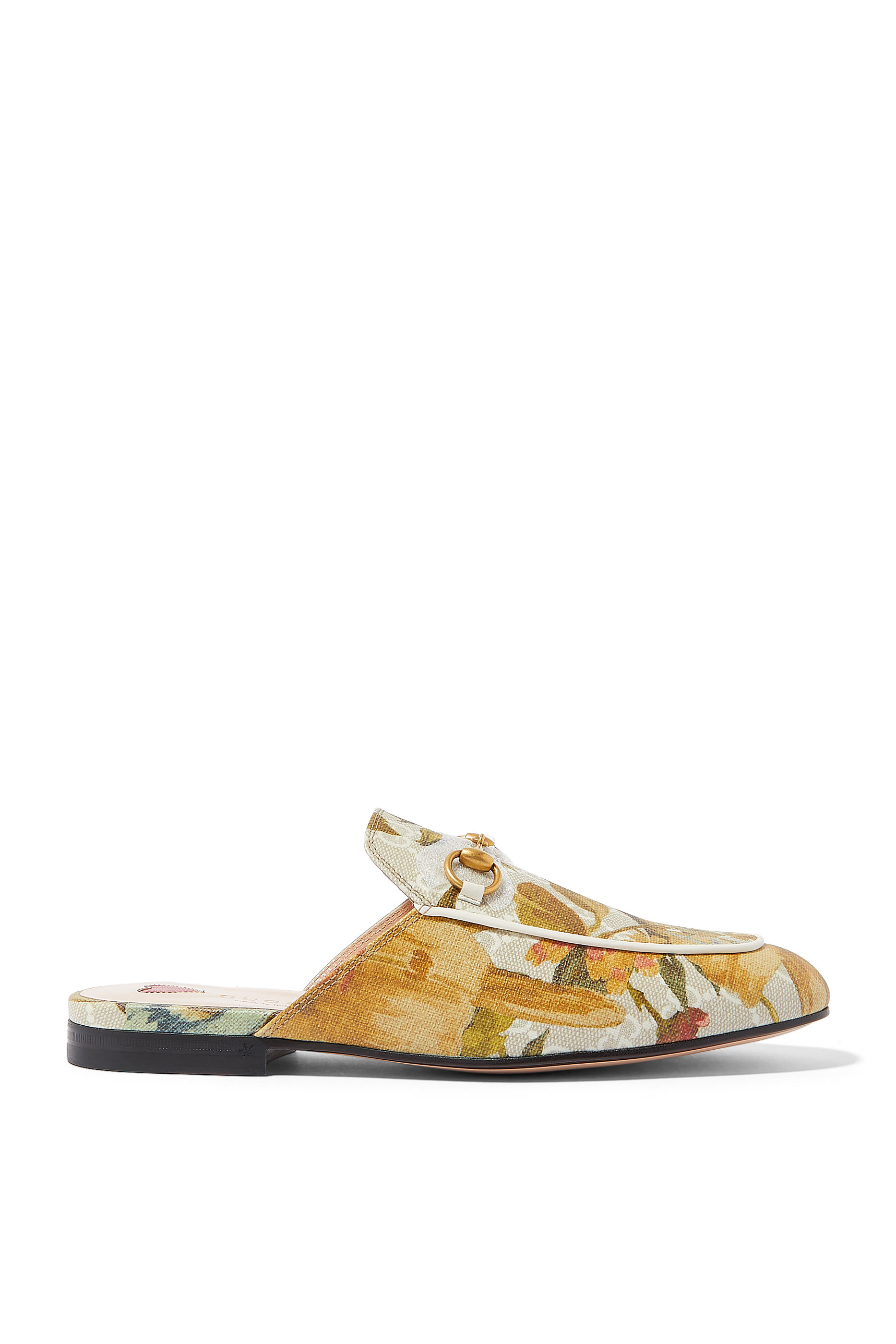 حذاء برينستاون مفتوح من الخلف بشعار GG ونقشة زهور