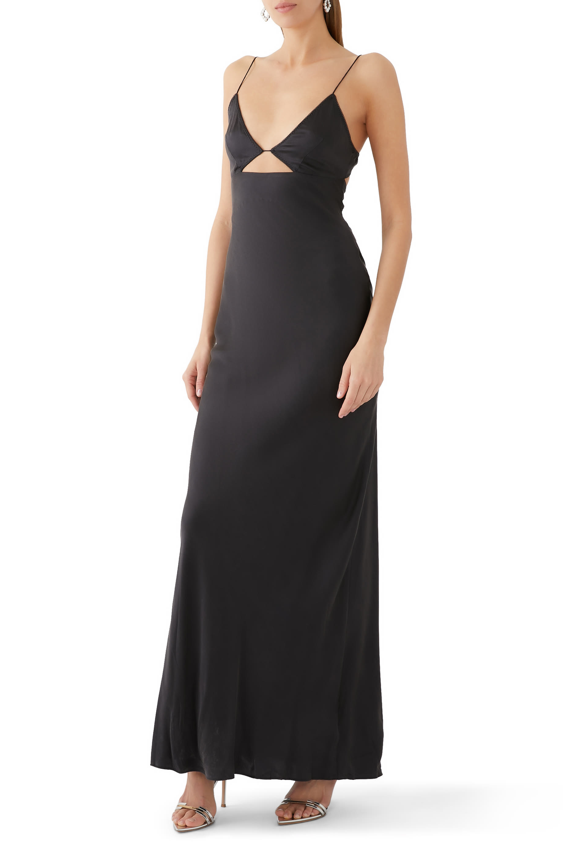 فستان سهل الإرتداء بحمالة صدر وقصة مائلة حرير