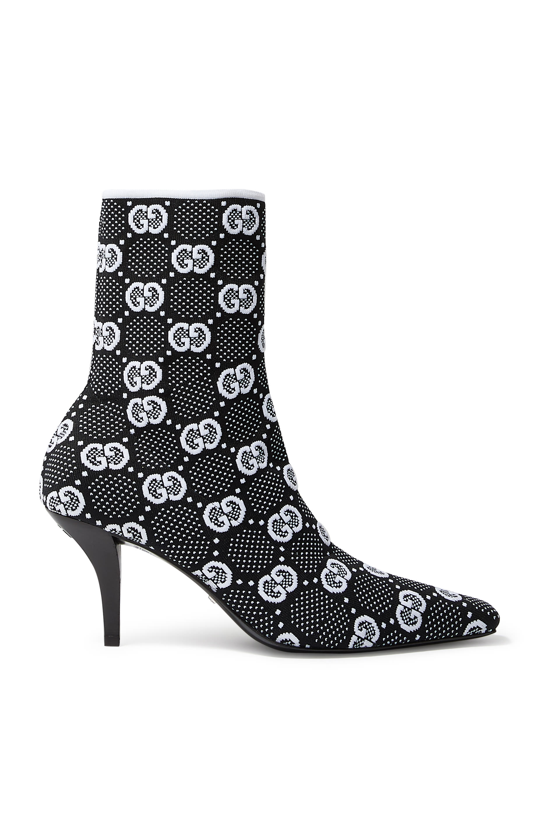 بوت منسوج بطول الكاحل وكعب مقاس 75 ونقشة GG