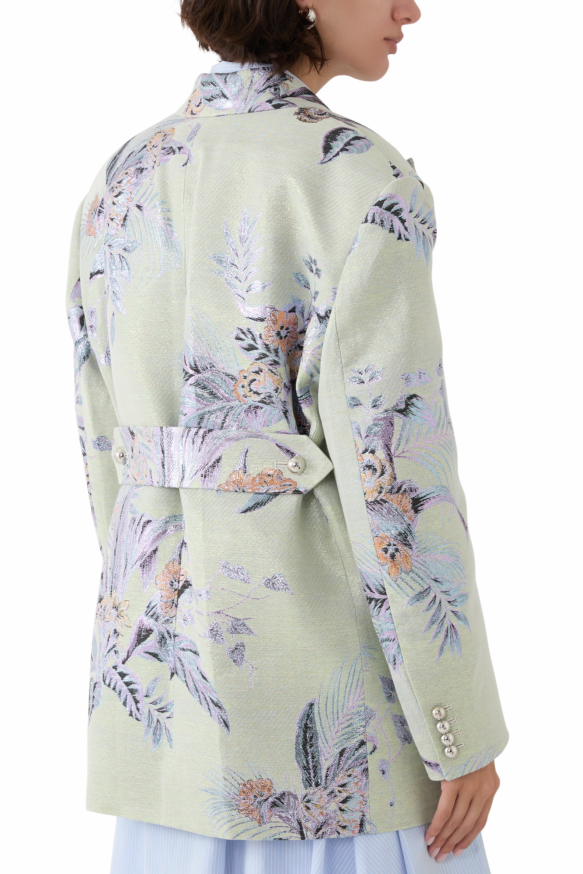 بليزر بنقشة زهور لامعة بروكيد