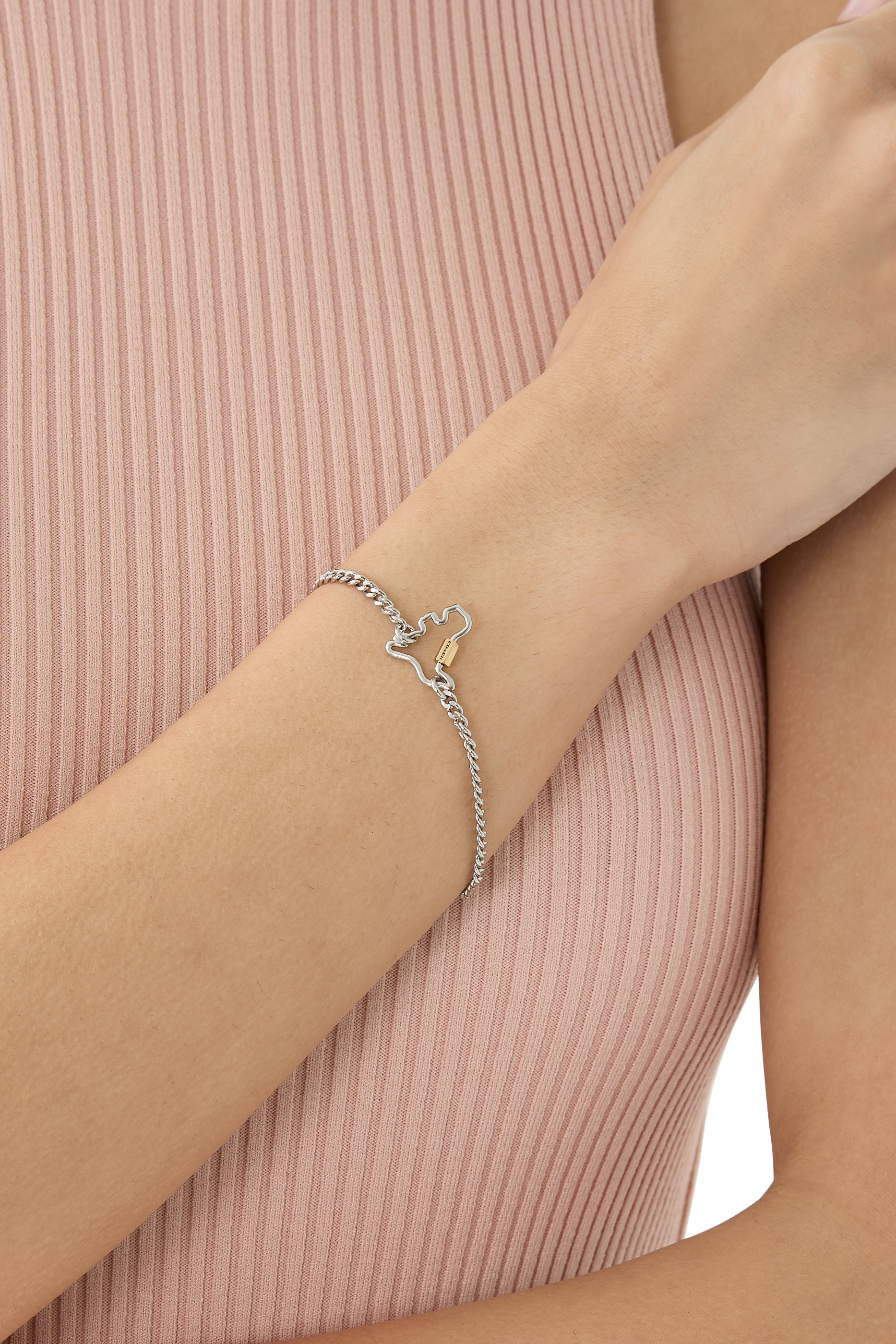 سوار كارابينر ريكسي مرصع بأحجار زركونيا، نحاس