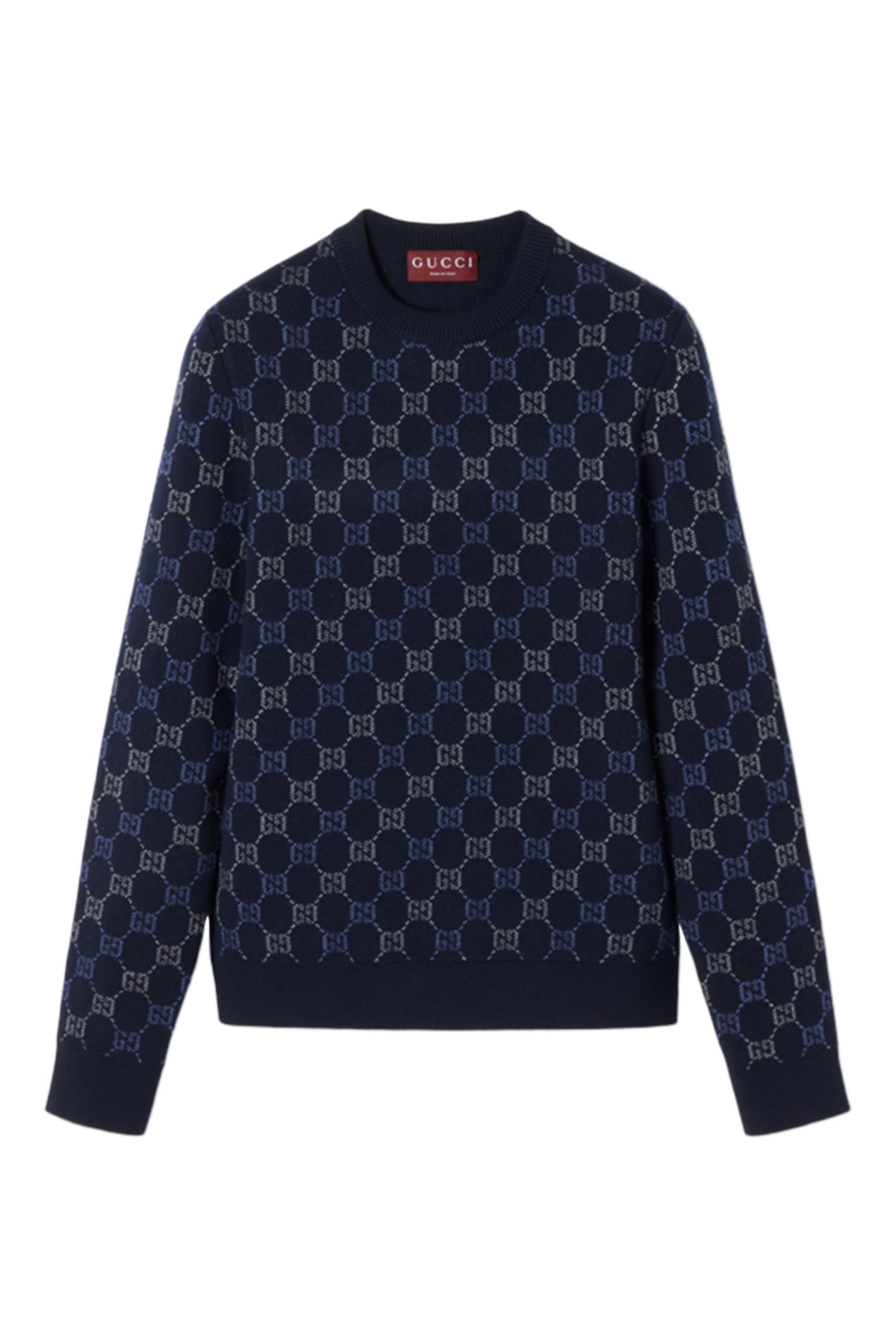 كنزة بنقشة حرفي شعار الماركة نسيج صوف مزدوج