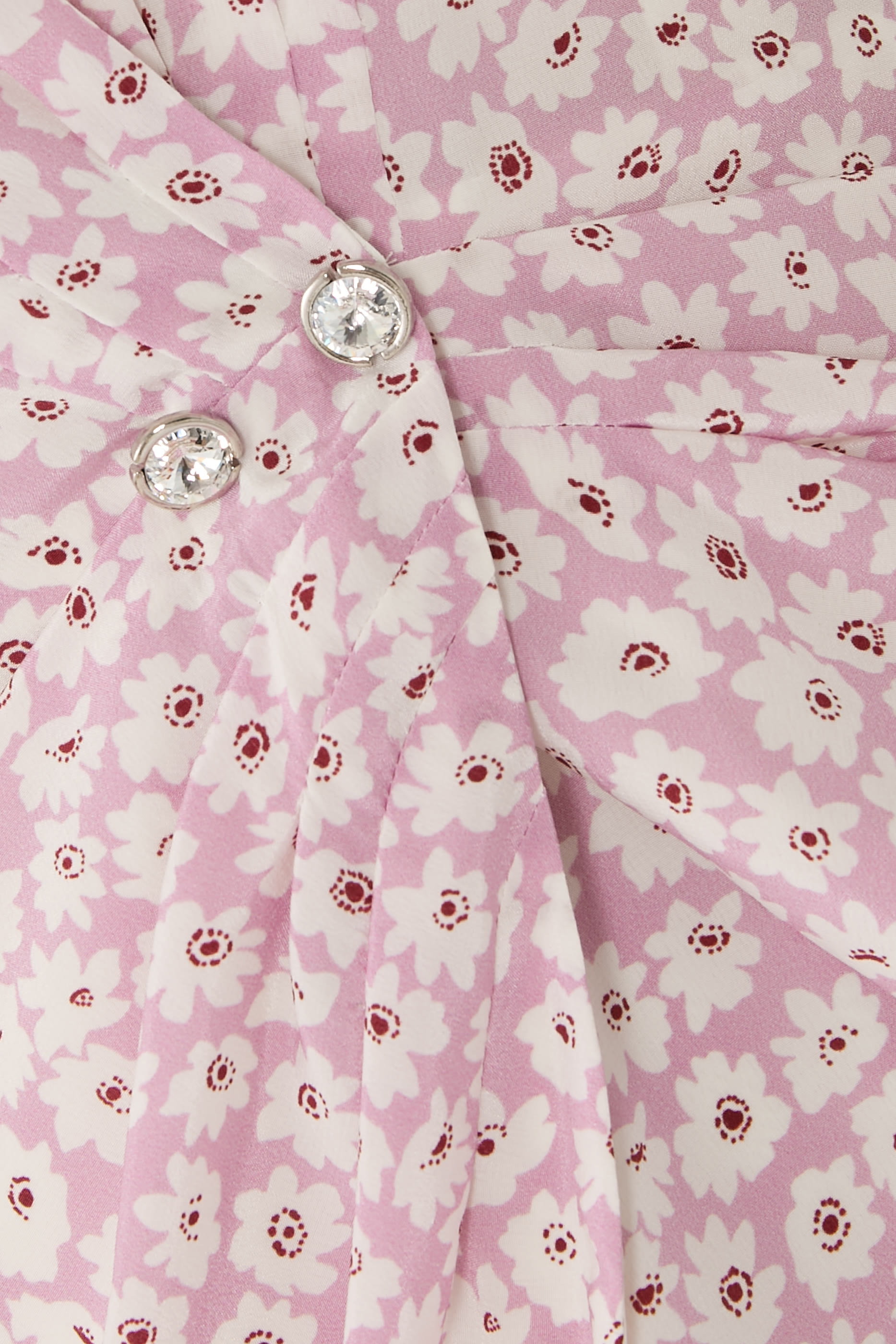 فستان قصير بنقشة زهور صغيرة حرير