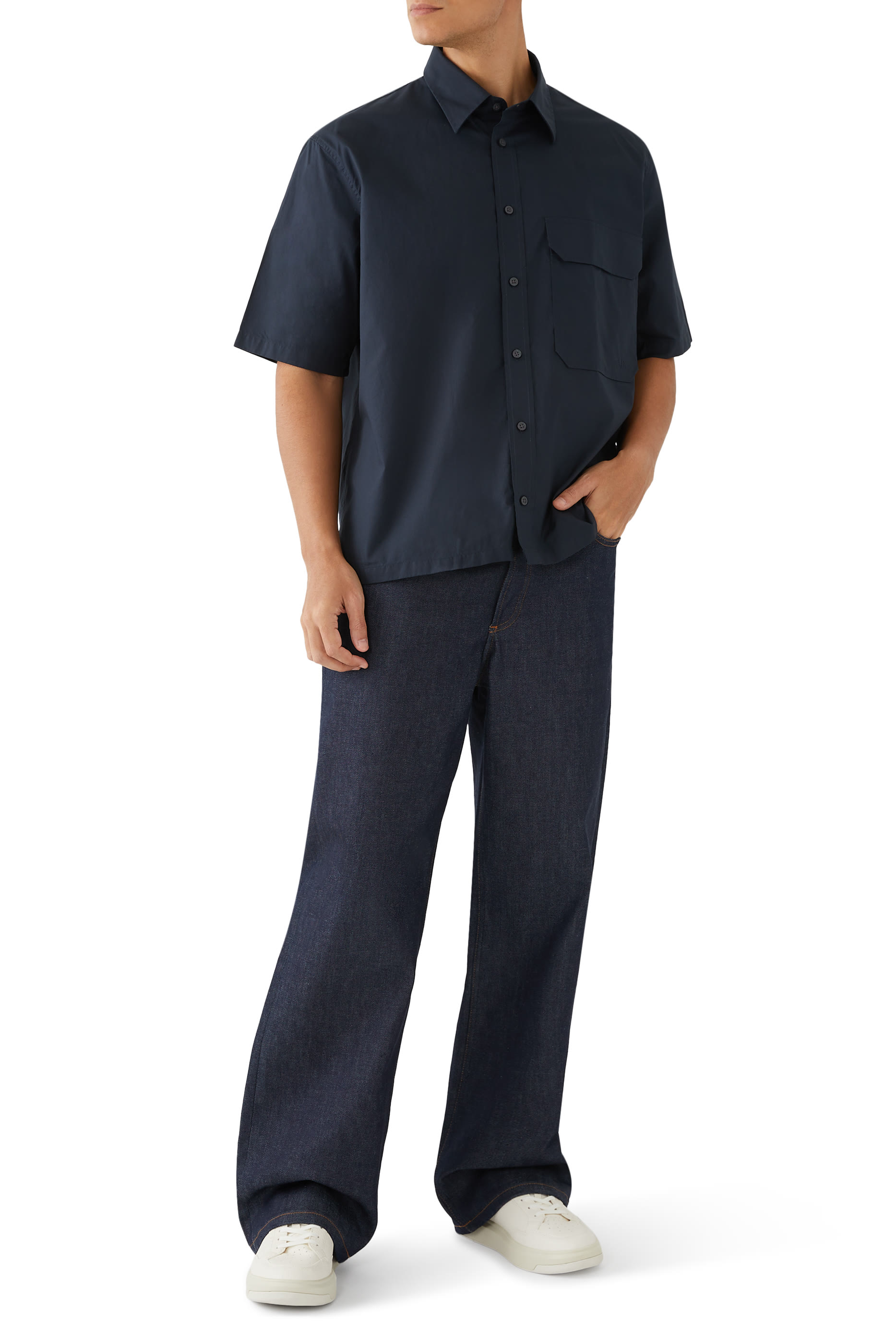 قميص ذا جريد بأكمام قصيرة