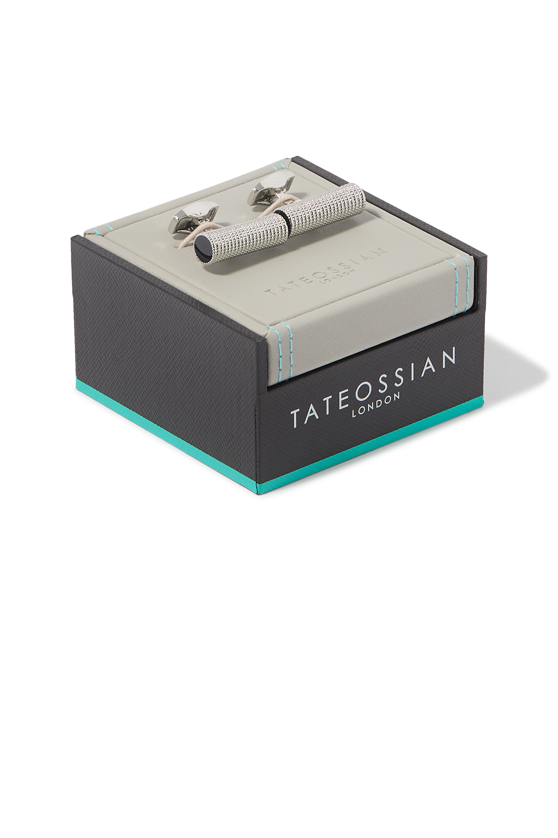 أزرار أكمام بتصميم حبل ملفوف، معدن مطلي ببرونز باللون الأبيض