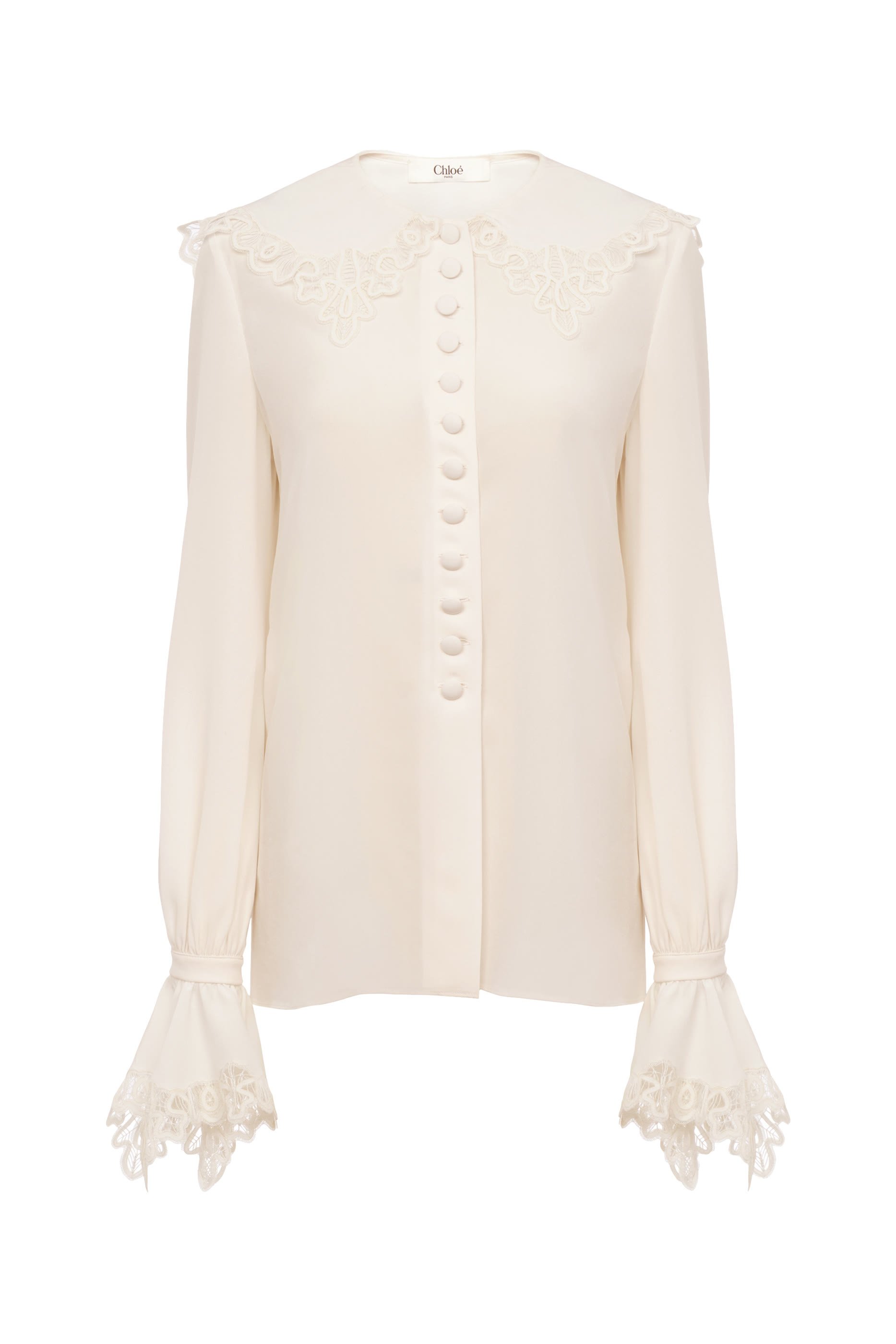  Fluid Blouse in Cr&ecirc;pe de Chine & Lace