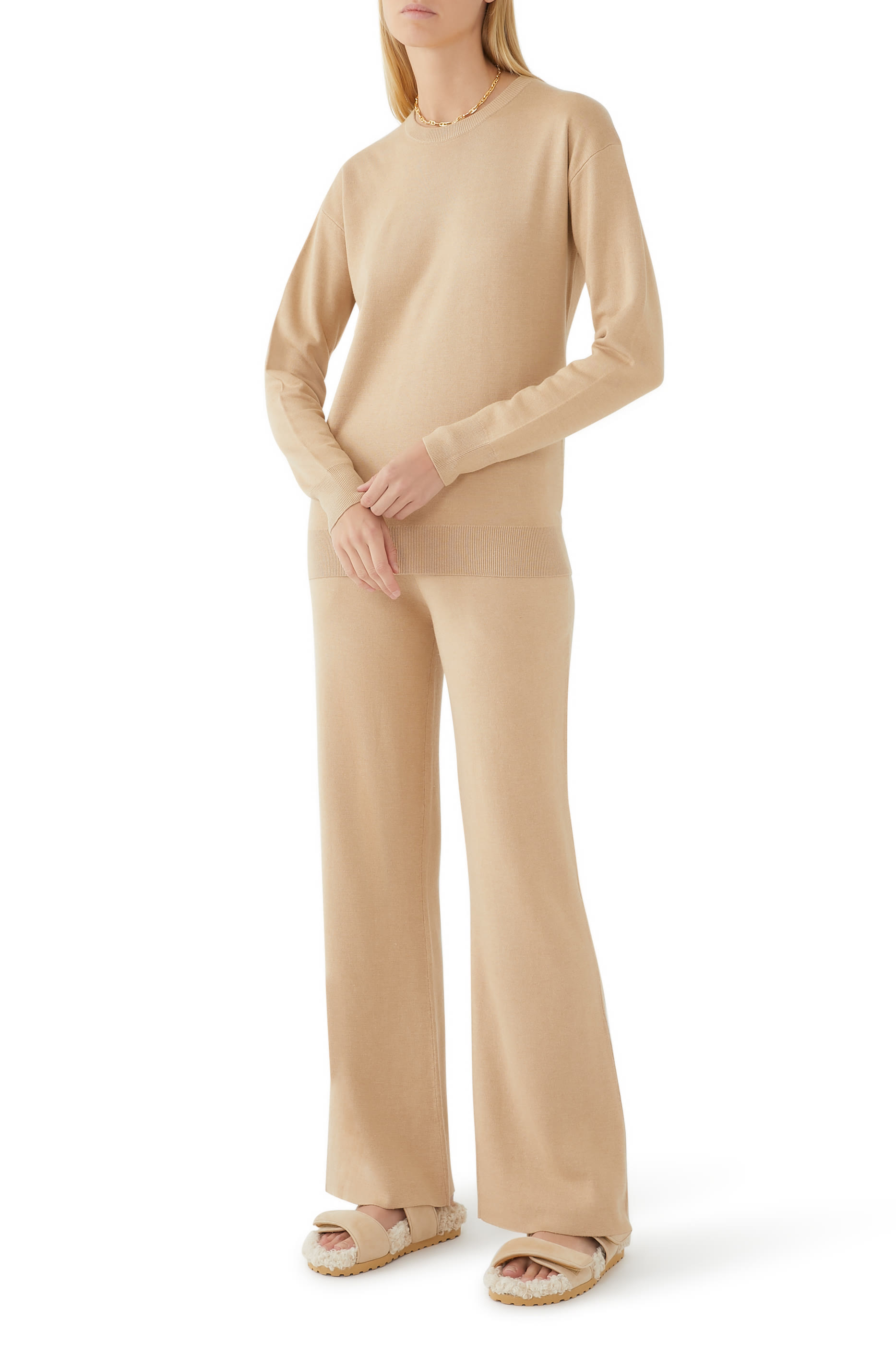 طقم كارميل للبيت حرير وكشمير