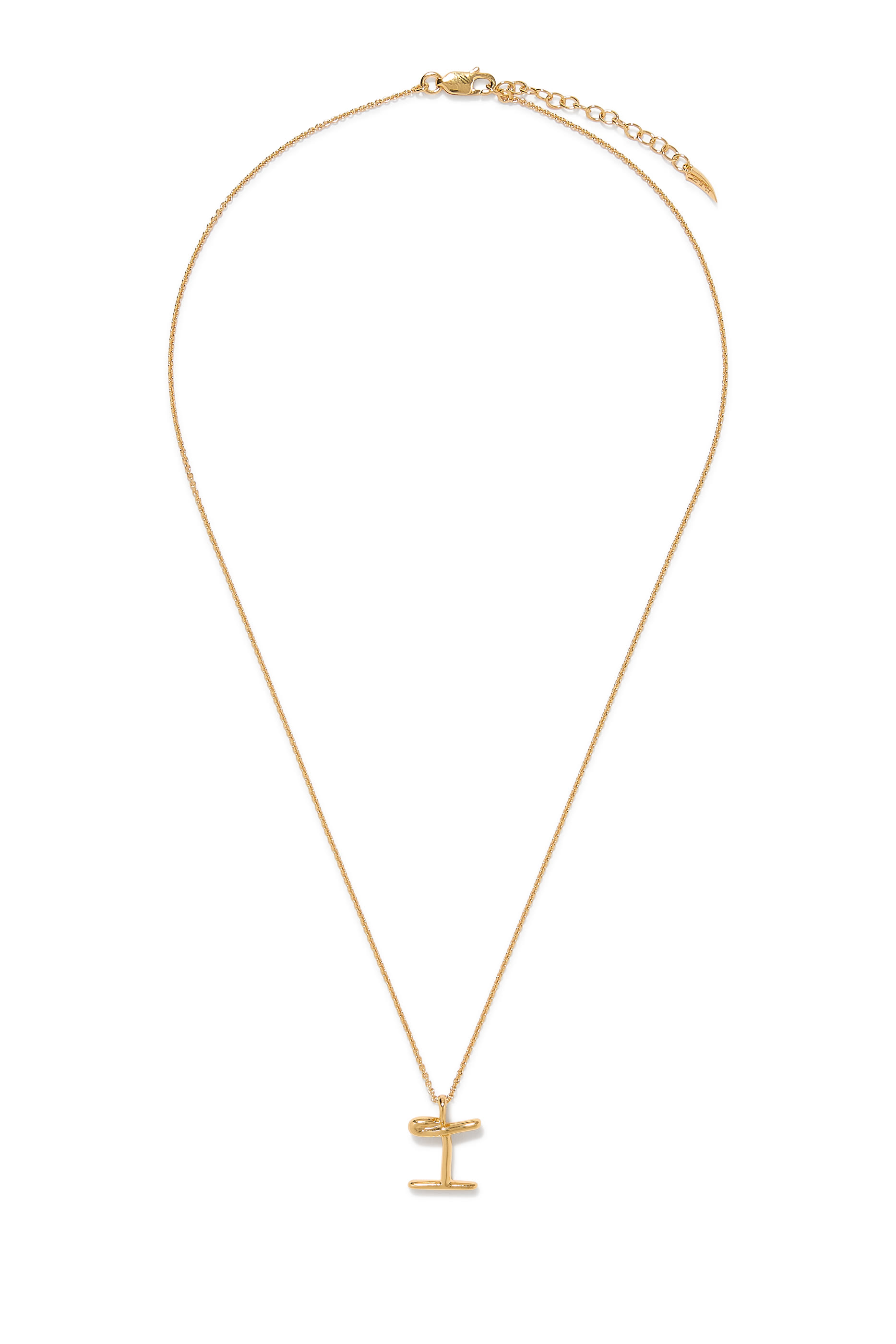 قلادة مولتن صغيرة بدلاية بتصميم حرف I مقوس، فضة إسترلينية معاد تدويرها مطلية بذهب أصفر معاد تدويره عيار 18