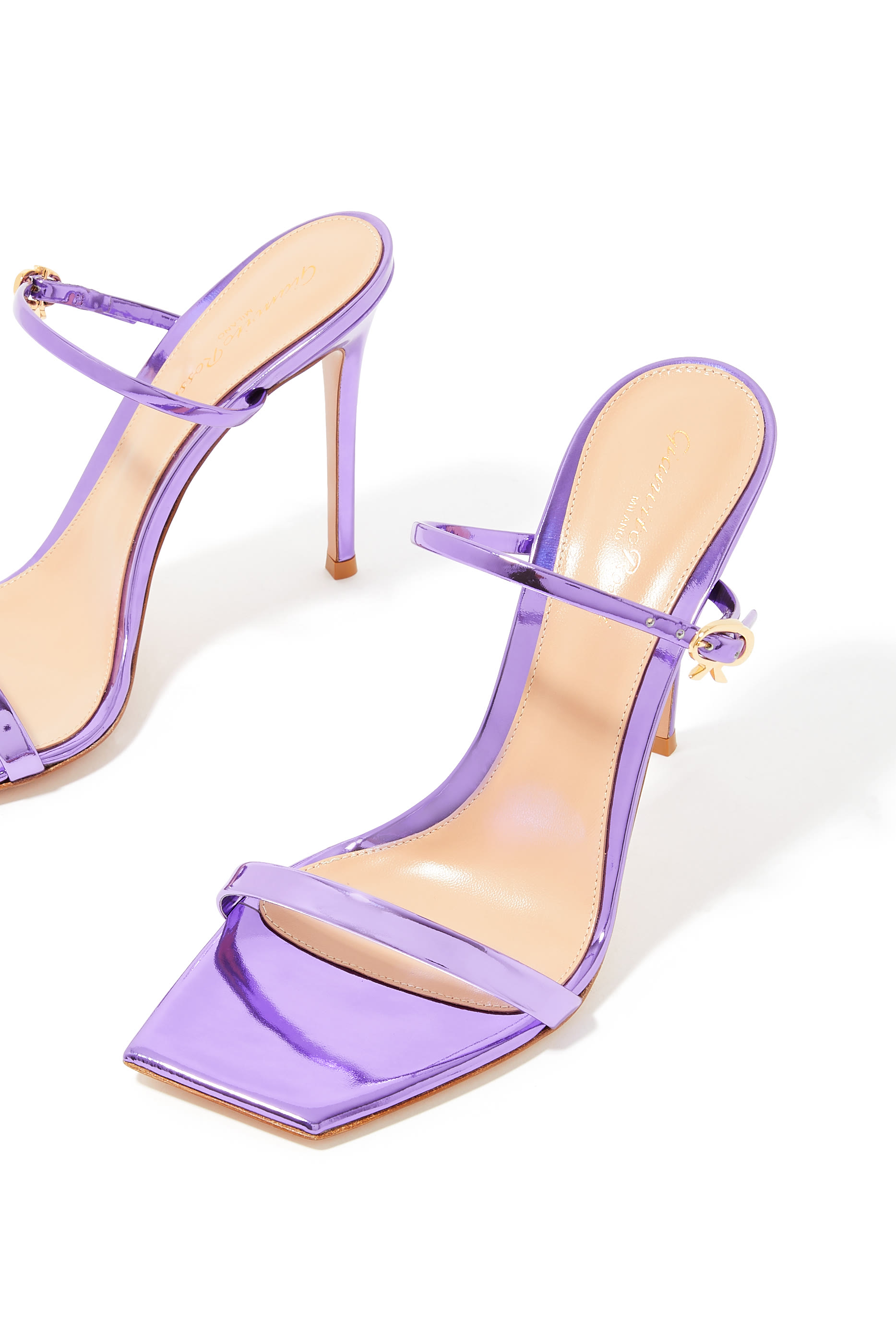 حذاء ريبون 105 مفتوح من الخلف جلد لامع بسير مزدوج