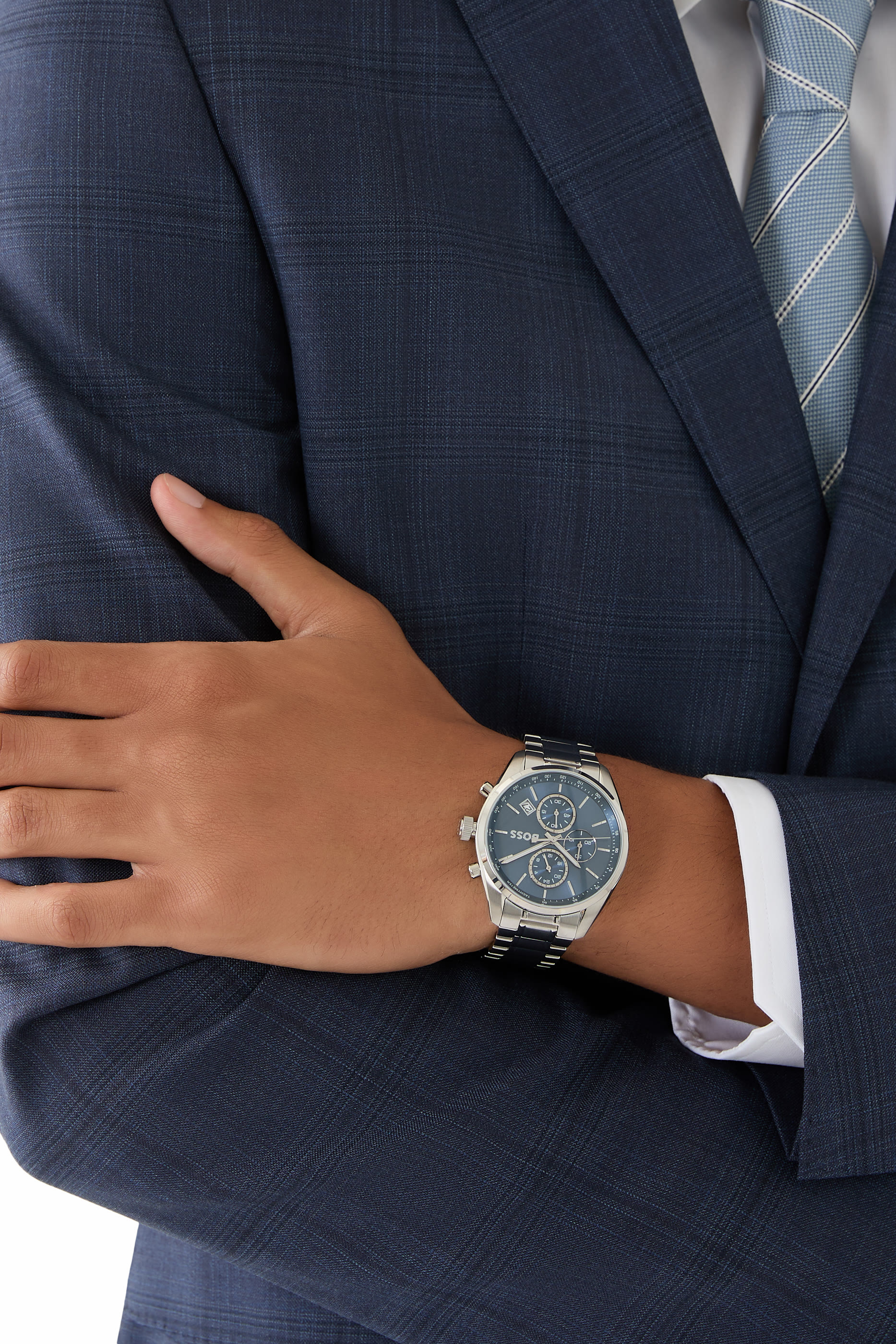 ساعة كرونوغراف غراند بري بلون فضي