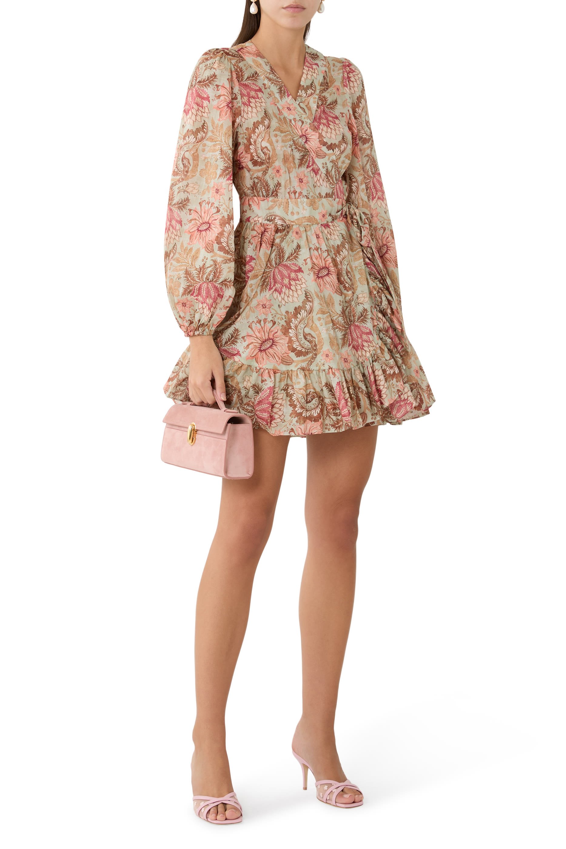 فستان دايلايت قصير بتصميم ملفوف بكشكش