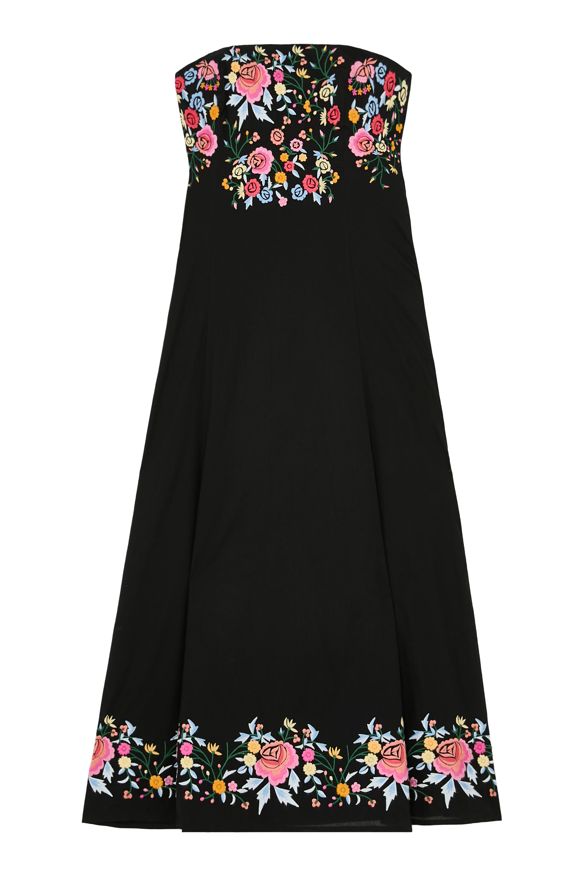 فستان باندو ألفا متوسط الطول بتطريز زهور