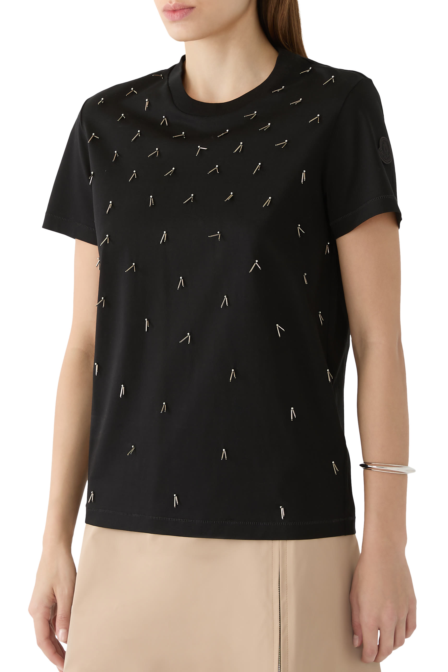 تيشيرت مطرز بالخرز قطن