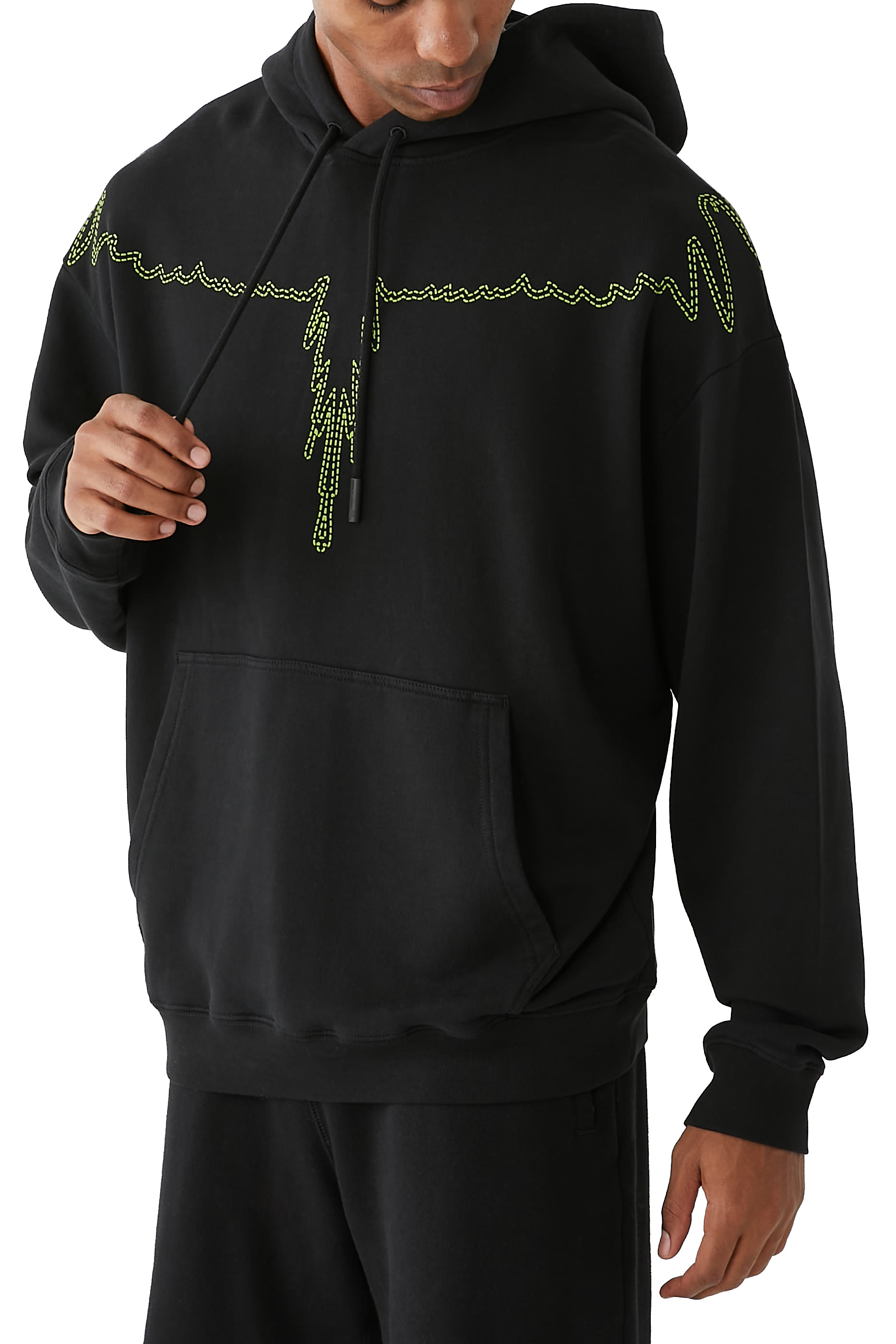 سويت شيرت بغطاء رأس بغرز على شكل أجنحة