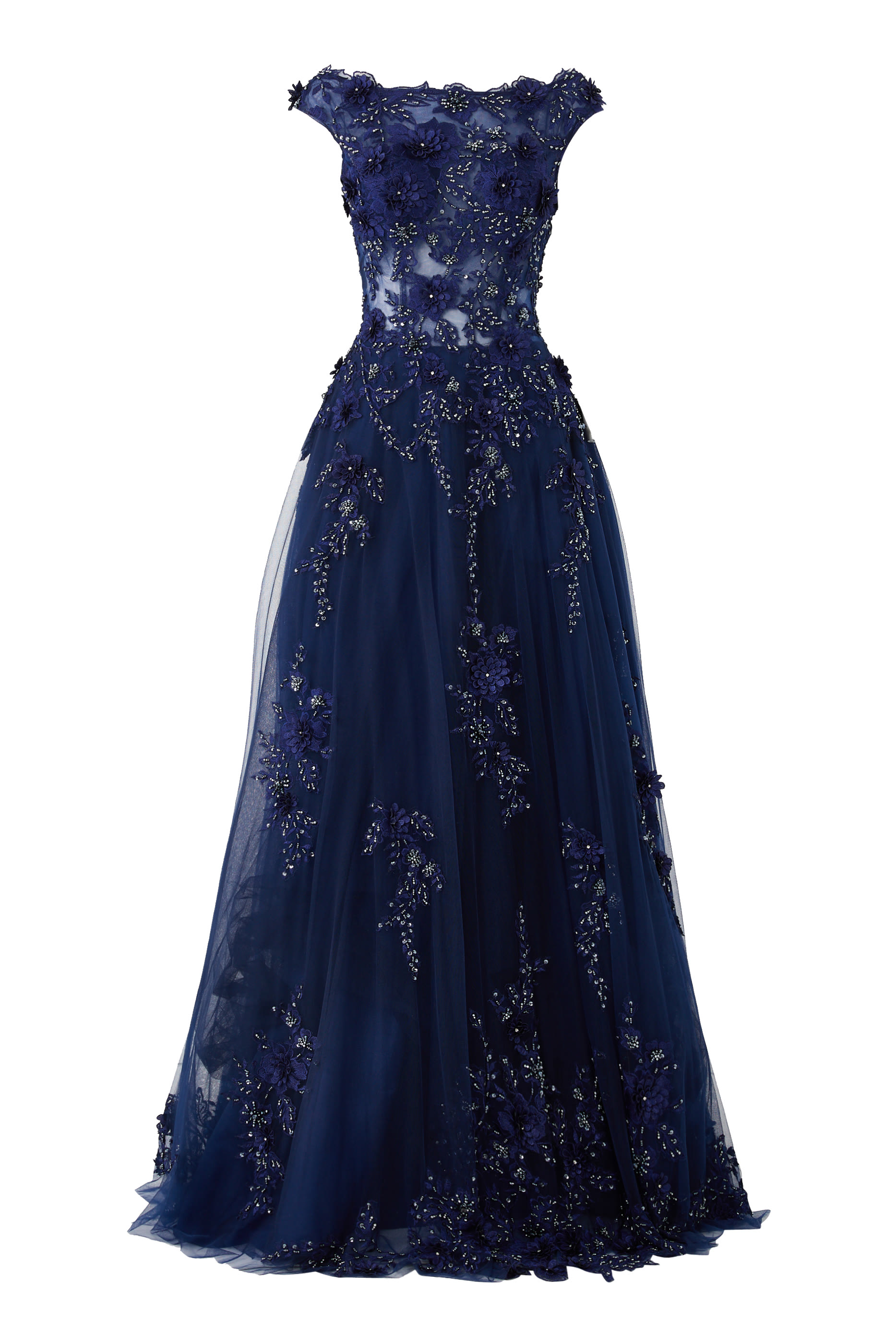 فستان سهرة طويل بلا أكمام