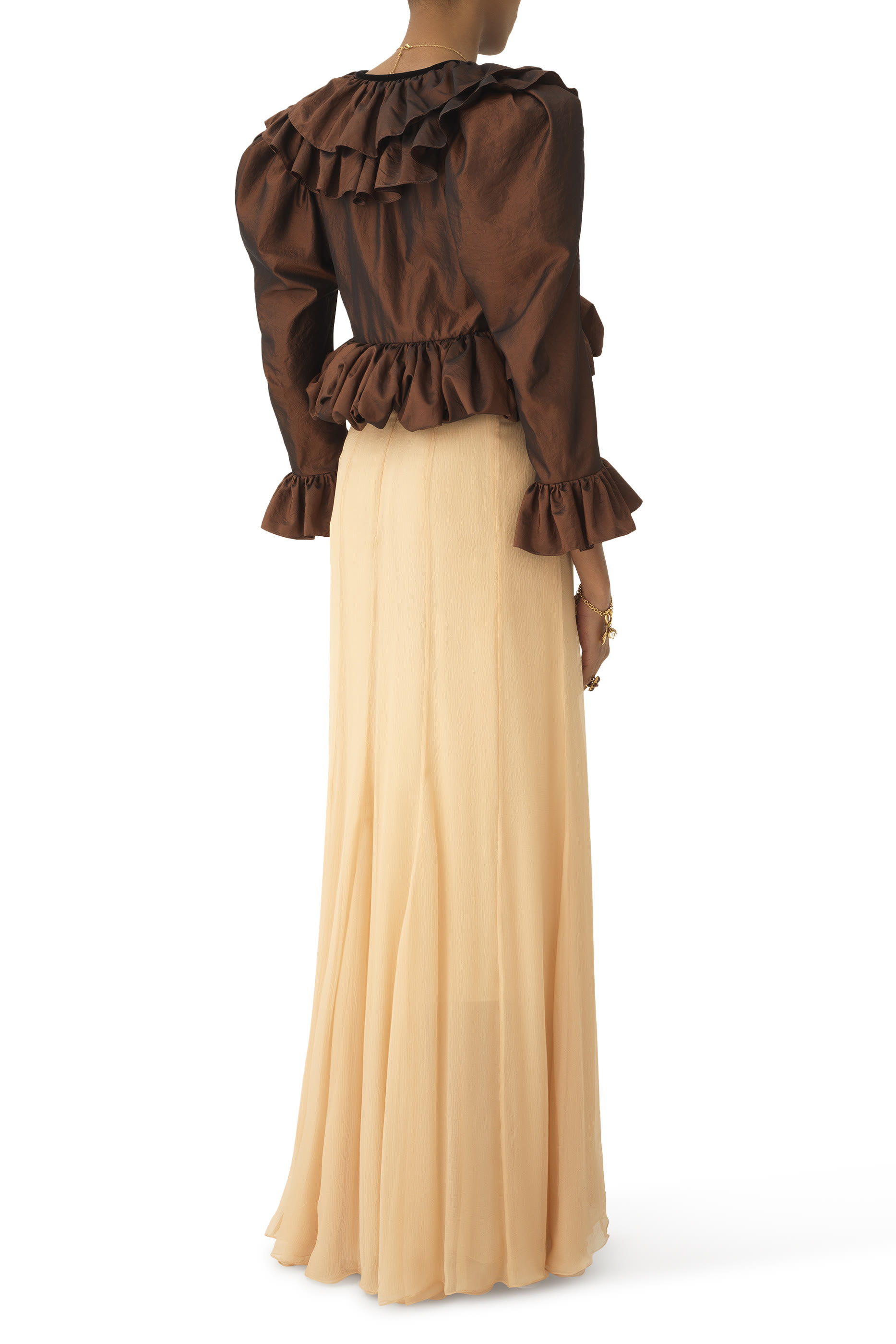 بلوزة قصيرة بياقة V وكشكش