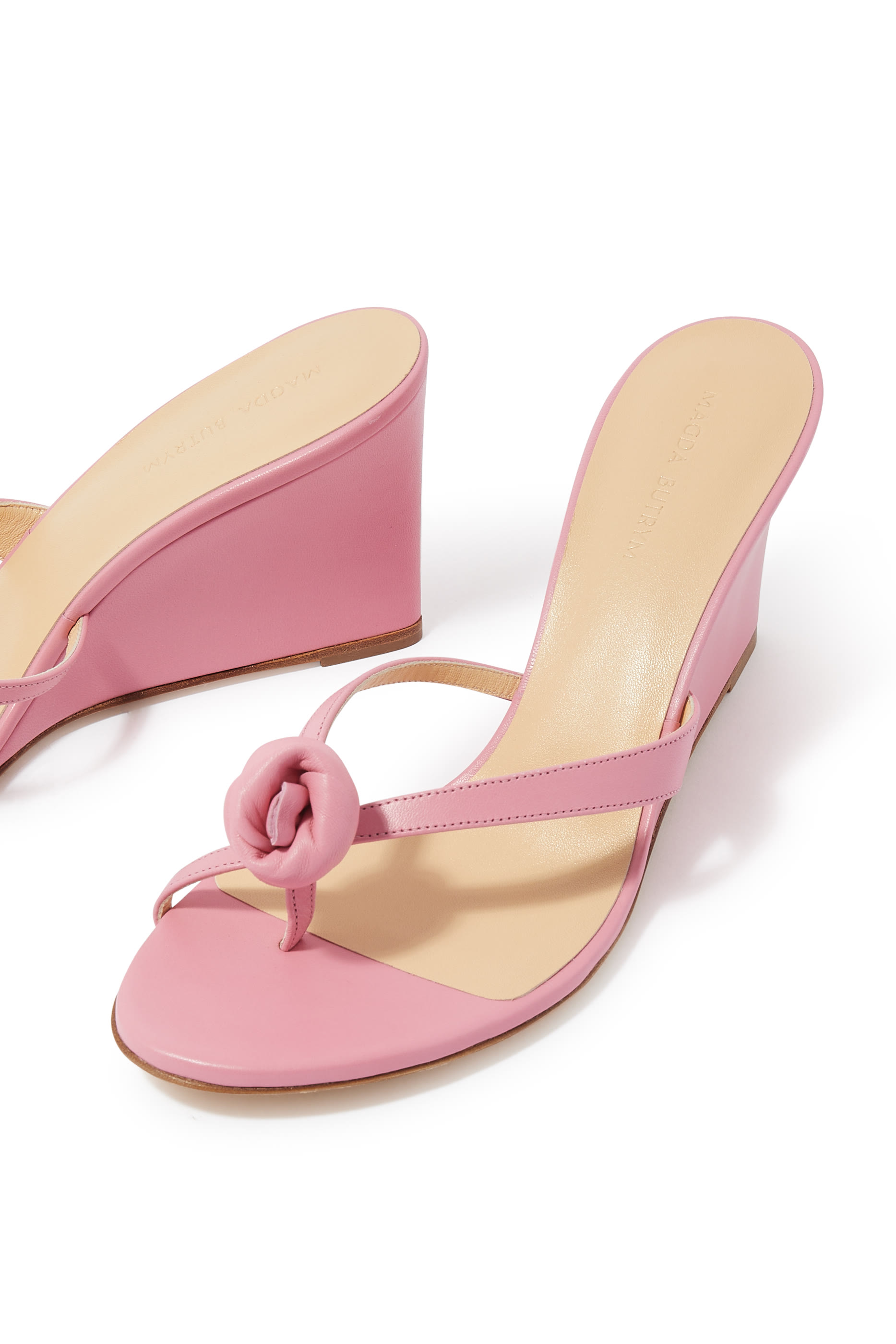 صندل بكعب ويدج 75 جلد وزهرة