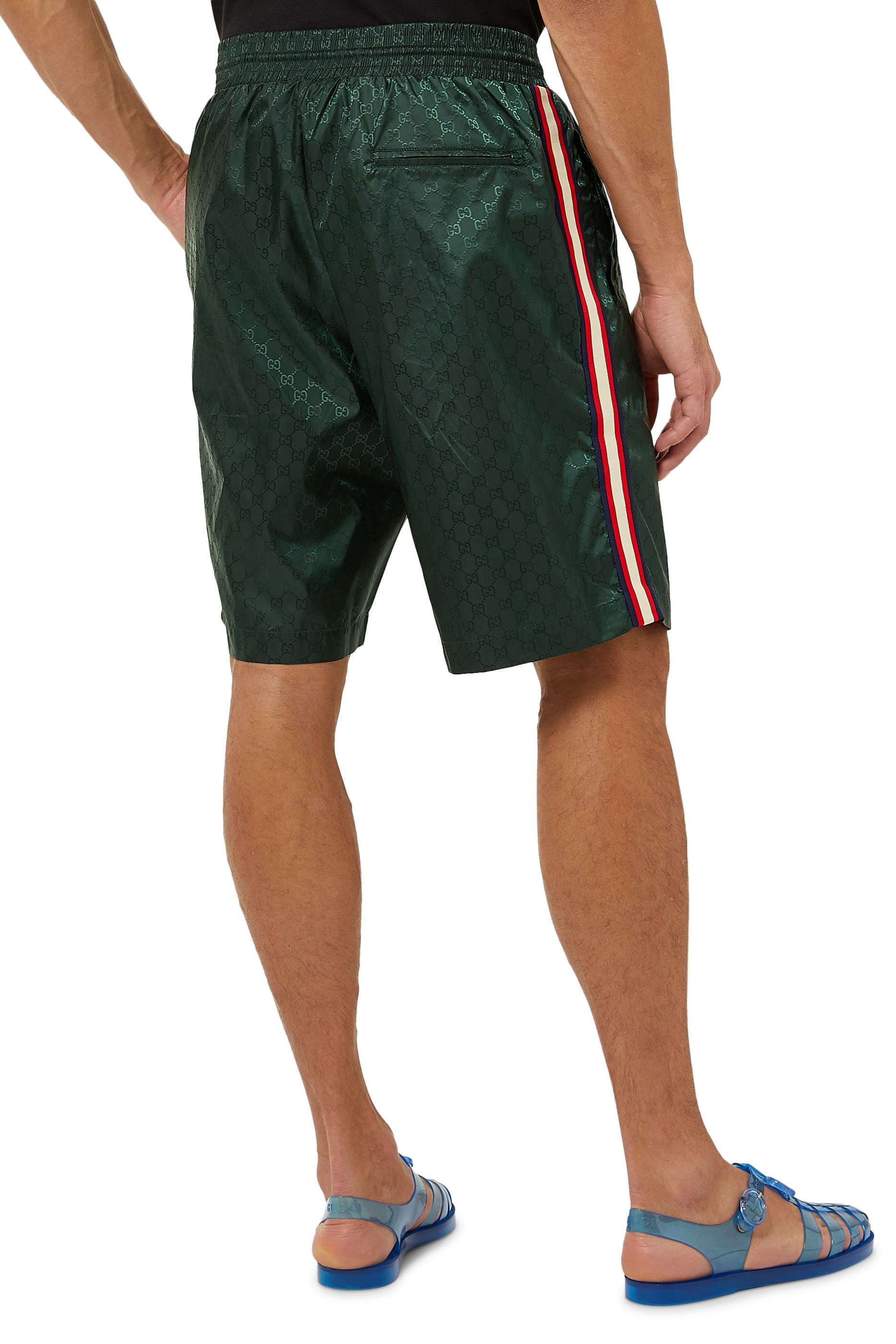 شورت سباحة جاكار ونايلون بشعار حرفي الماركة