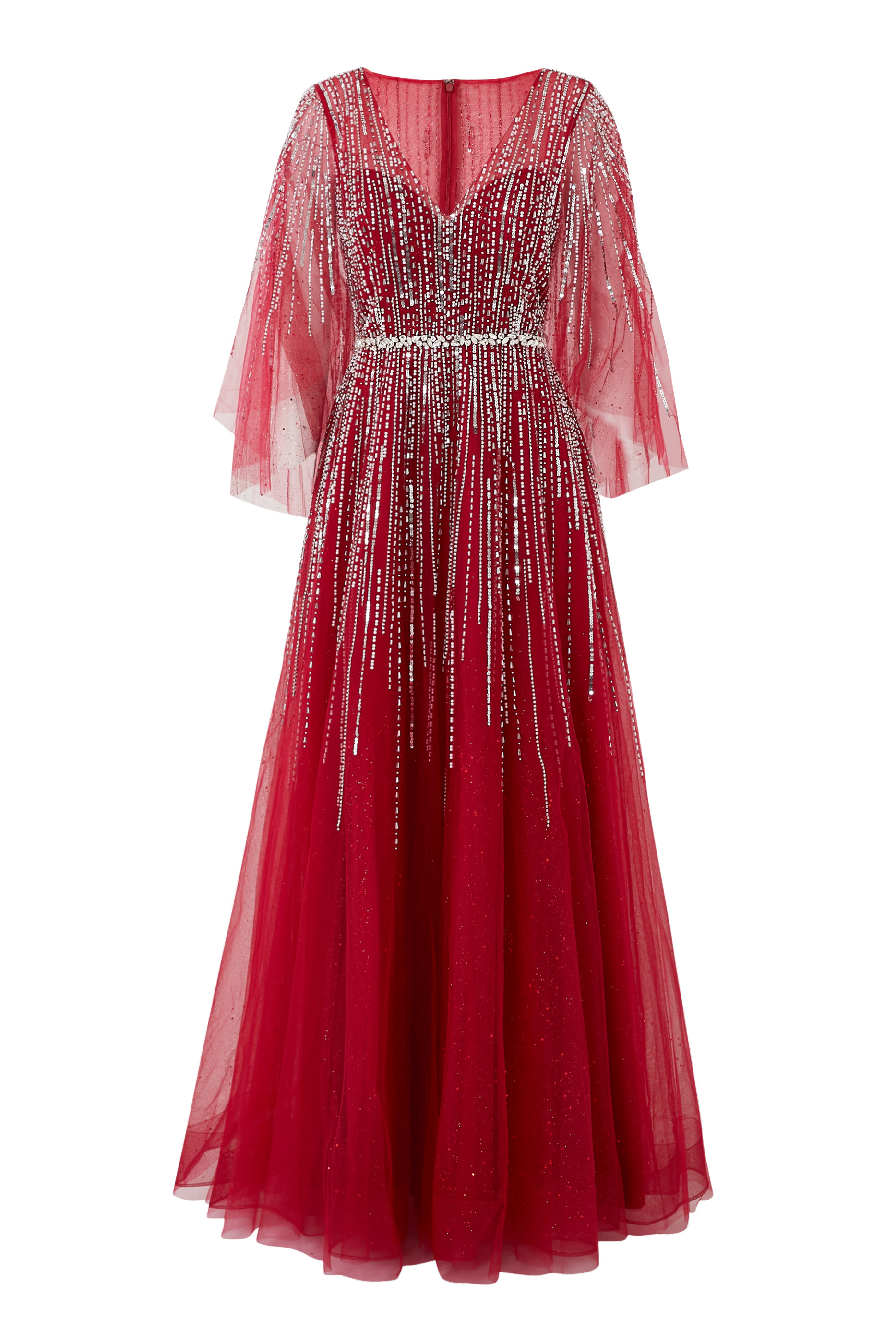 فستان سهرة بأكمام كاب