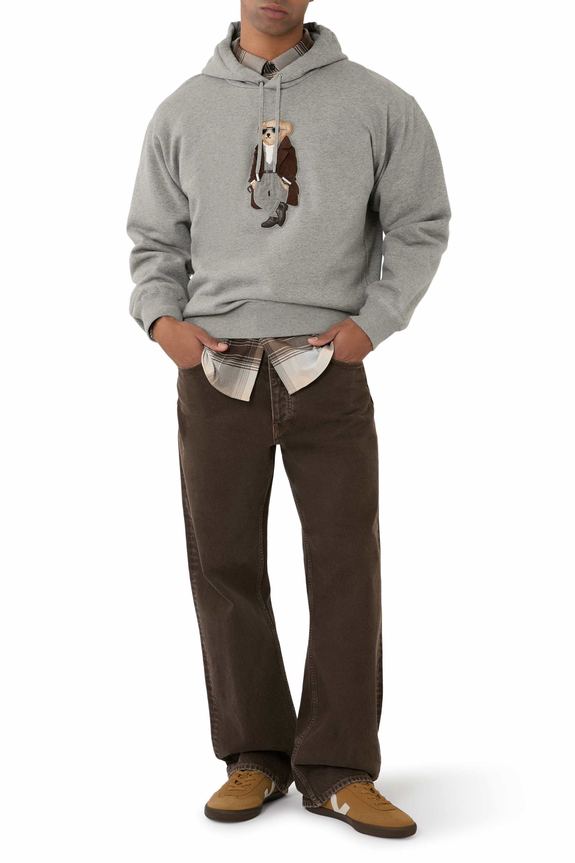 هودي برقعة الدب بولو صوف، قطن وكشمير