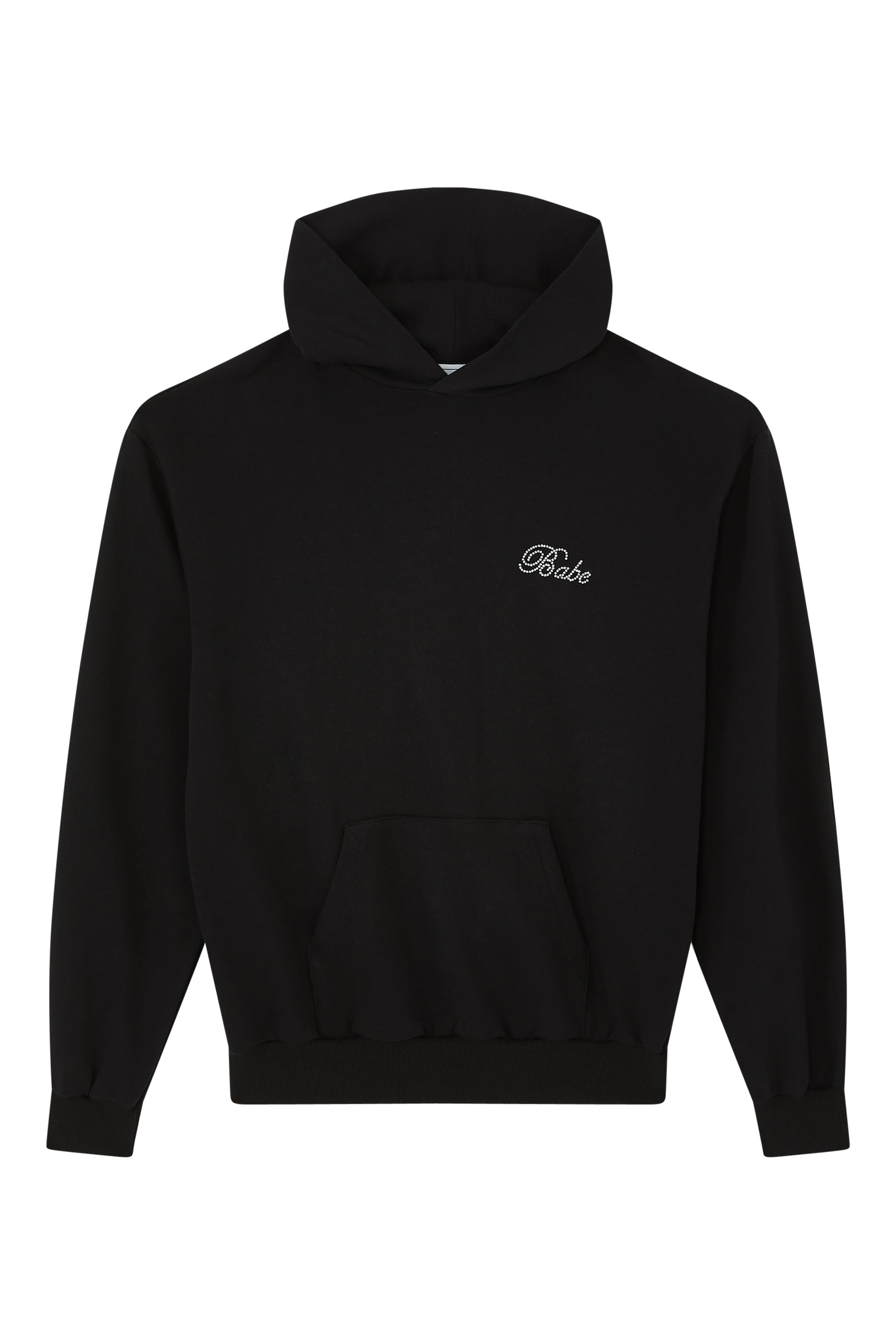 سويت شيرت بغطاء رأس بطبعة نصية مرصعة بأحجار الراين