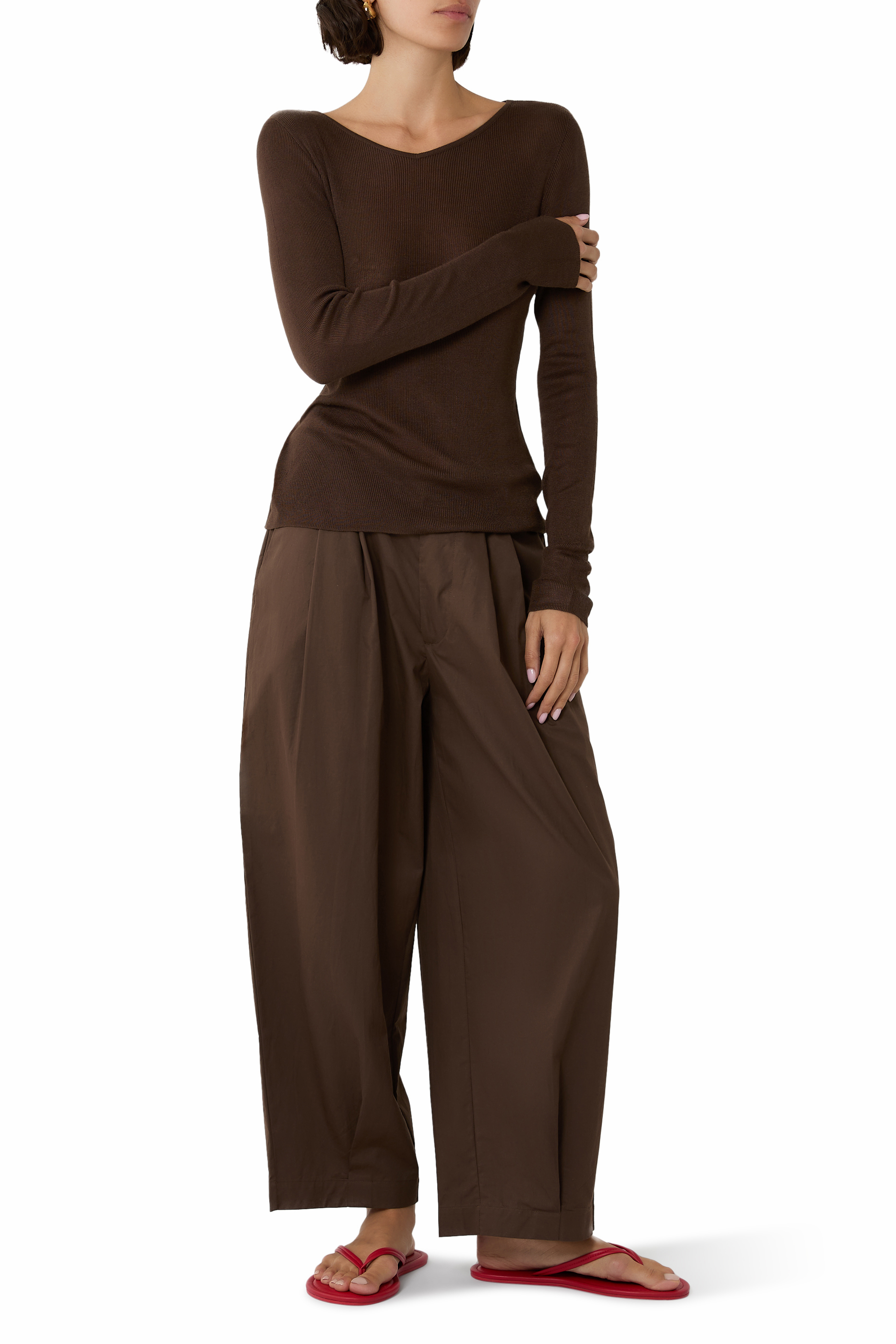 بلوزة بأكمام طويلة منسوجة