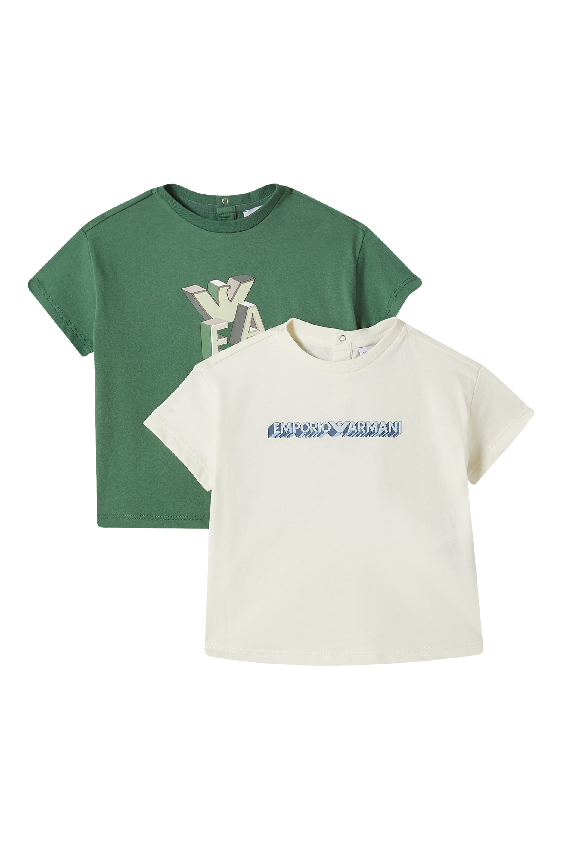 طقم تيشيرت بطبعة شعار الماركة، قطعتين