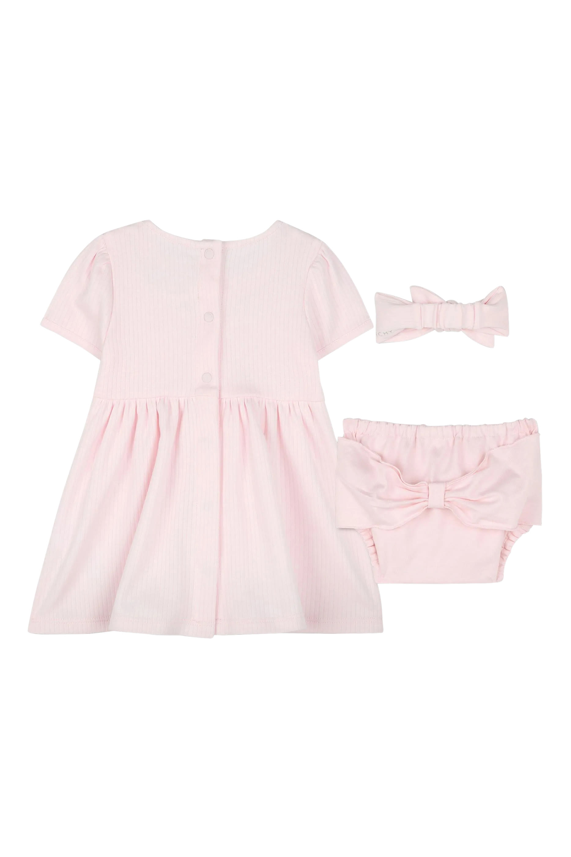 طقم فستان بشعار الماركة، سروال تحتي، وطوق رأس للأطفال