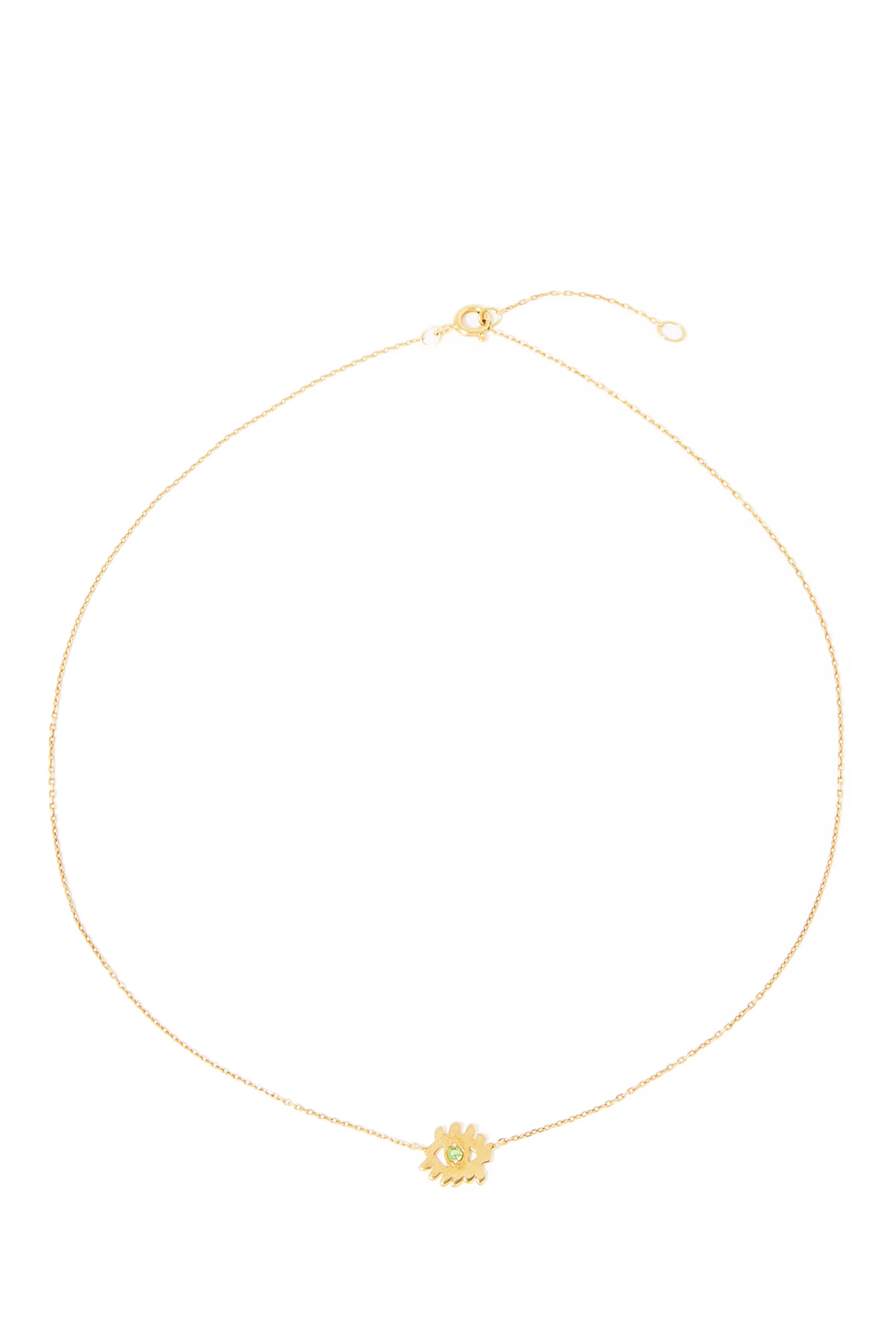 قلادة بحلية عين حسود مرصعة بحجر تورمالين ذهب أصفر عيار 18