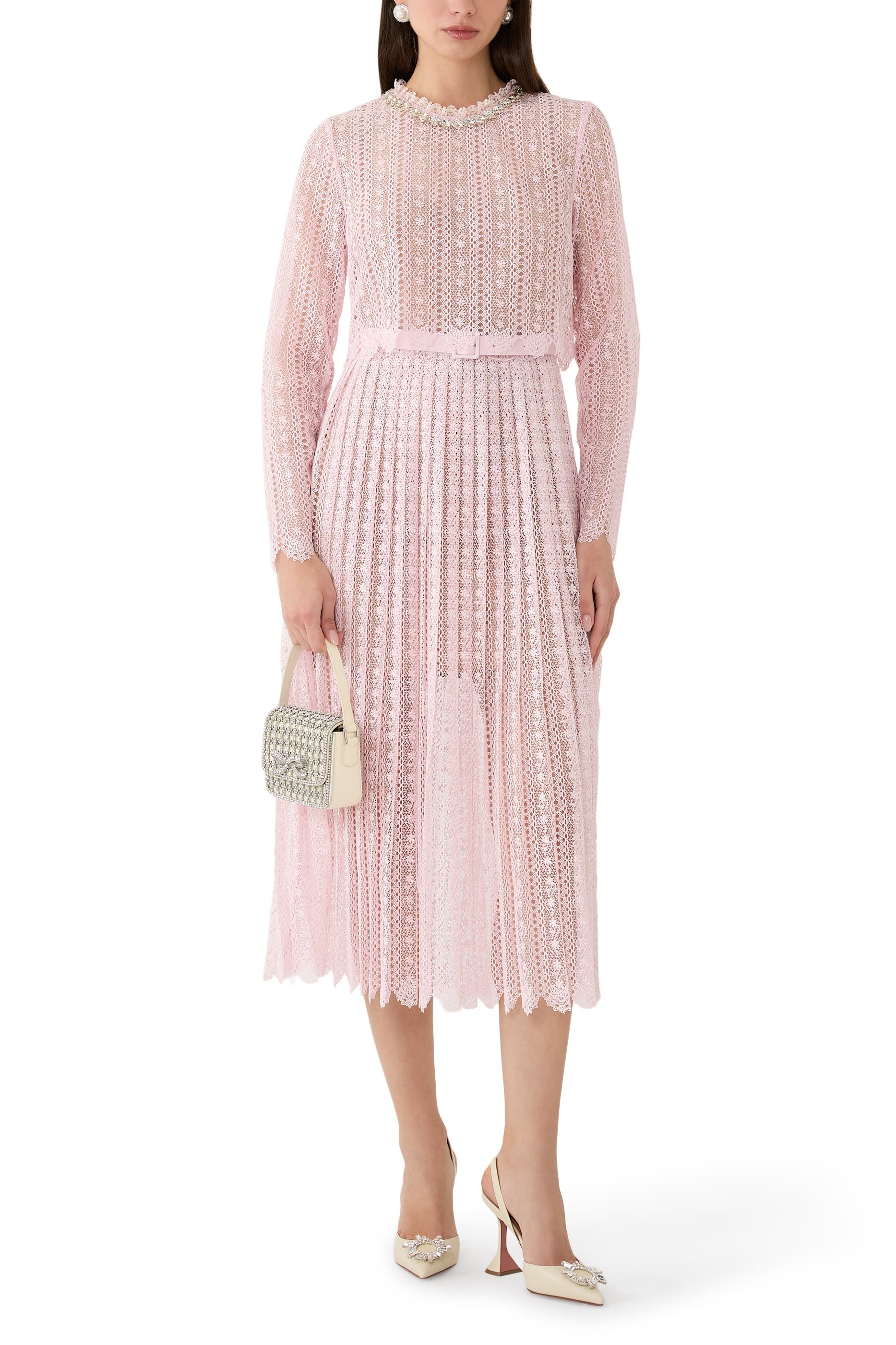 Organza Lace Midi Dress 