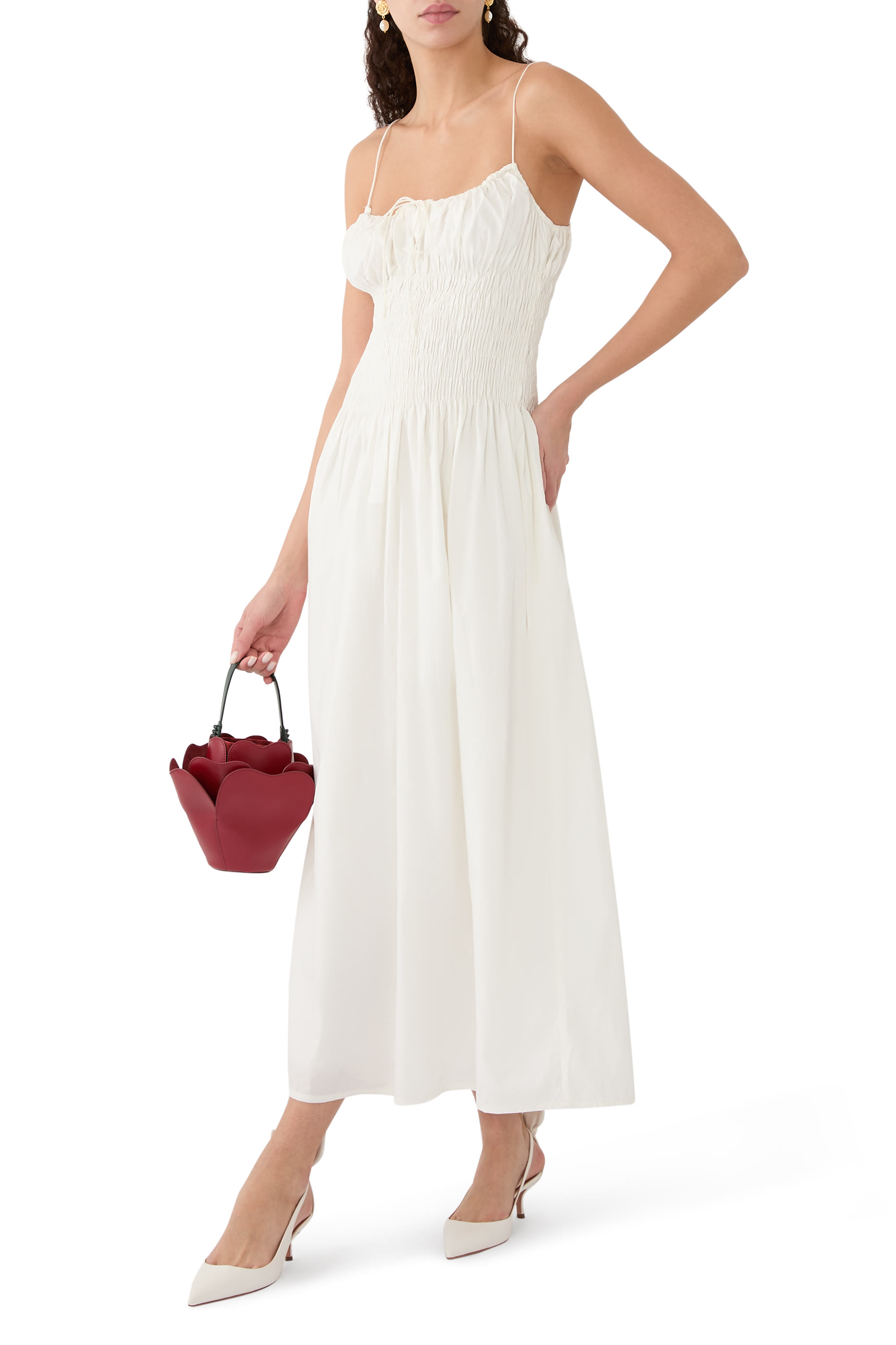 فستان آية طويل بحمالات رفيعة