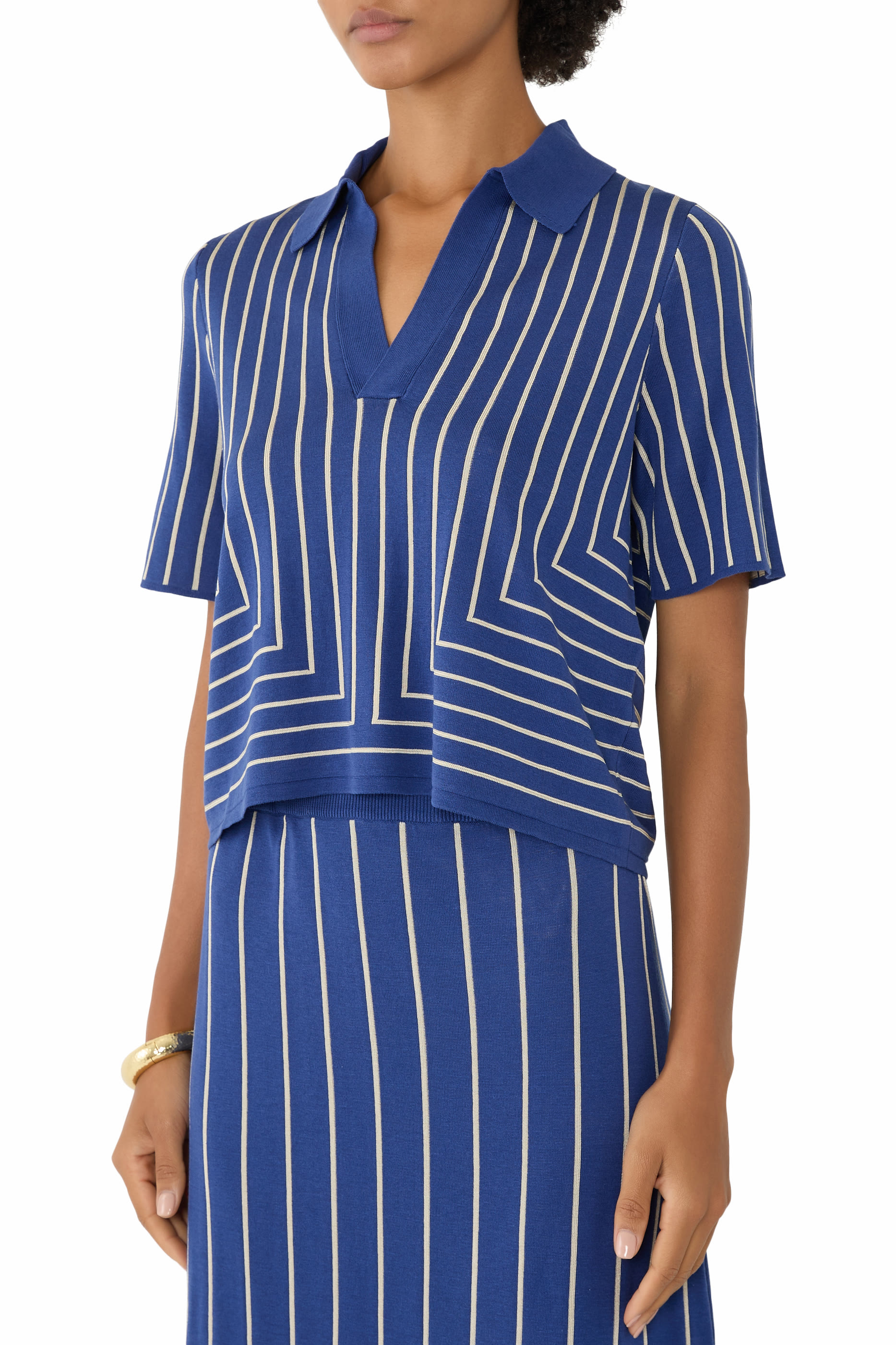 بلوزة بنقشة هندسية مزيج حرير وجاكار