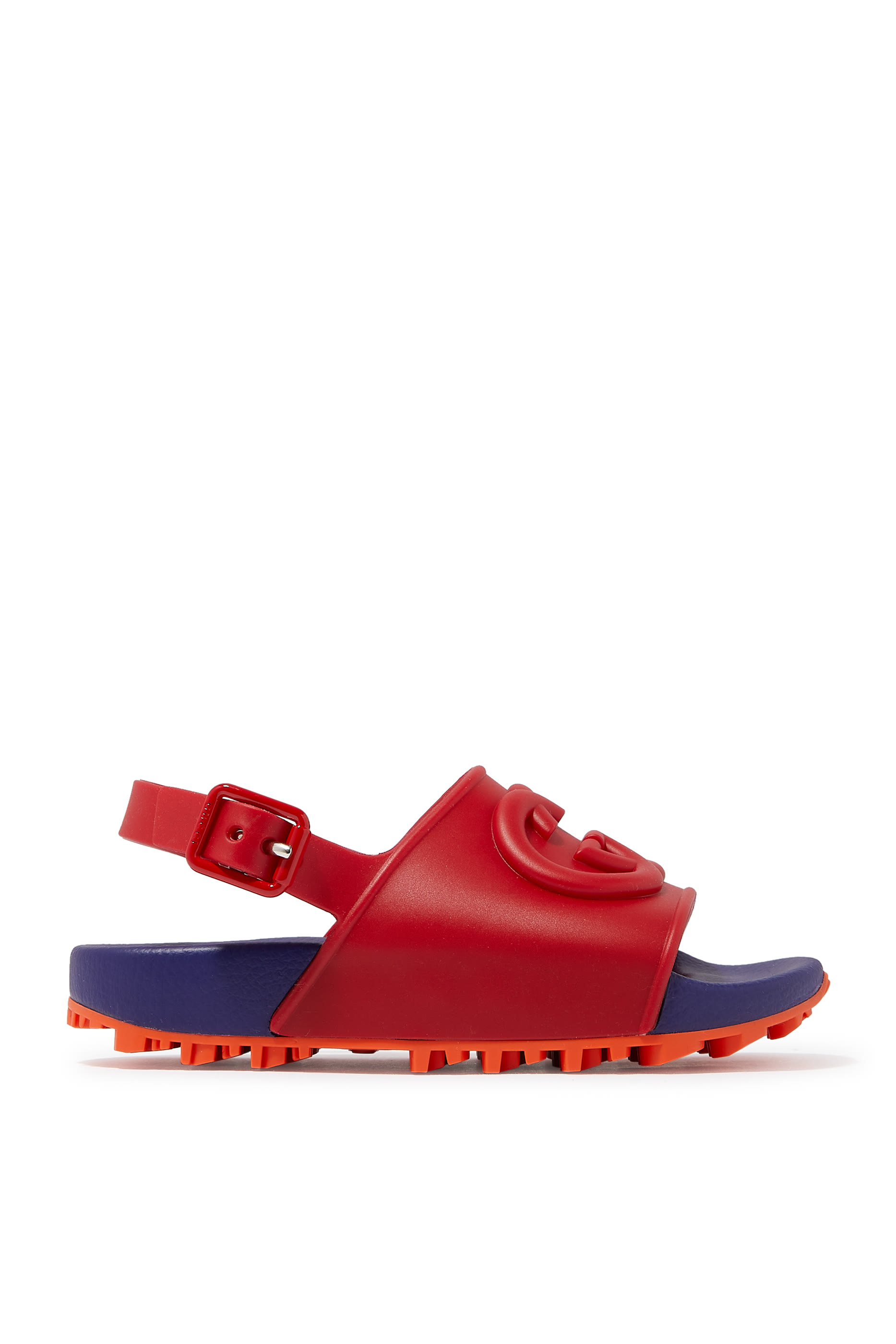 صندل مطاطي للأطفال بشعار الماركة متداخل