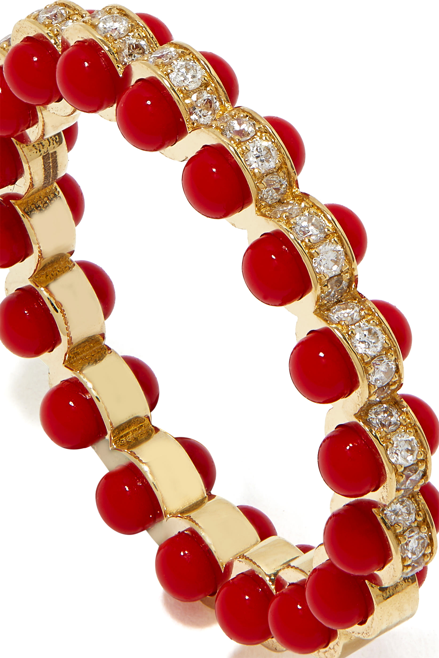 خاتم روبيديوم مرصع بالماس ذهب أصفر عيار 18