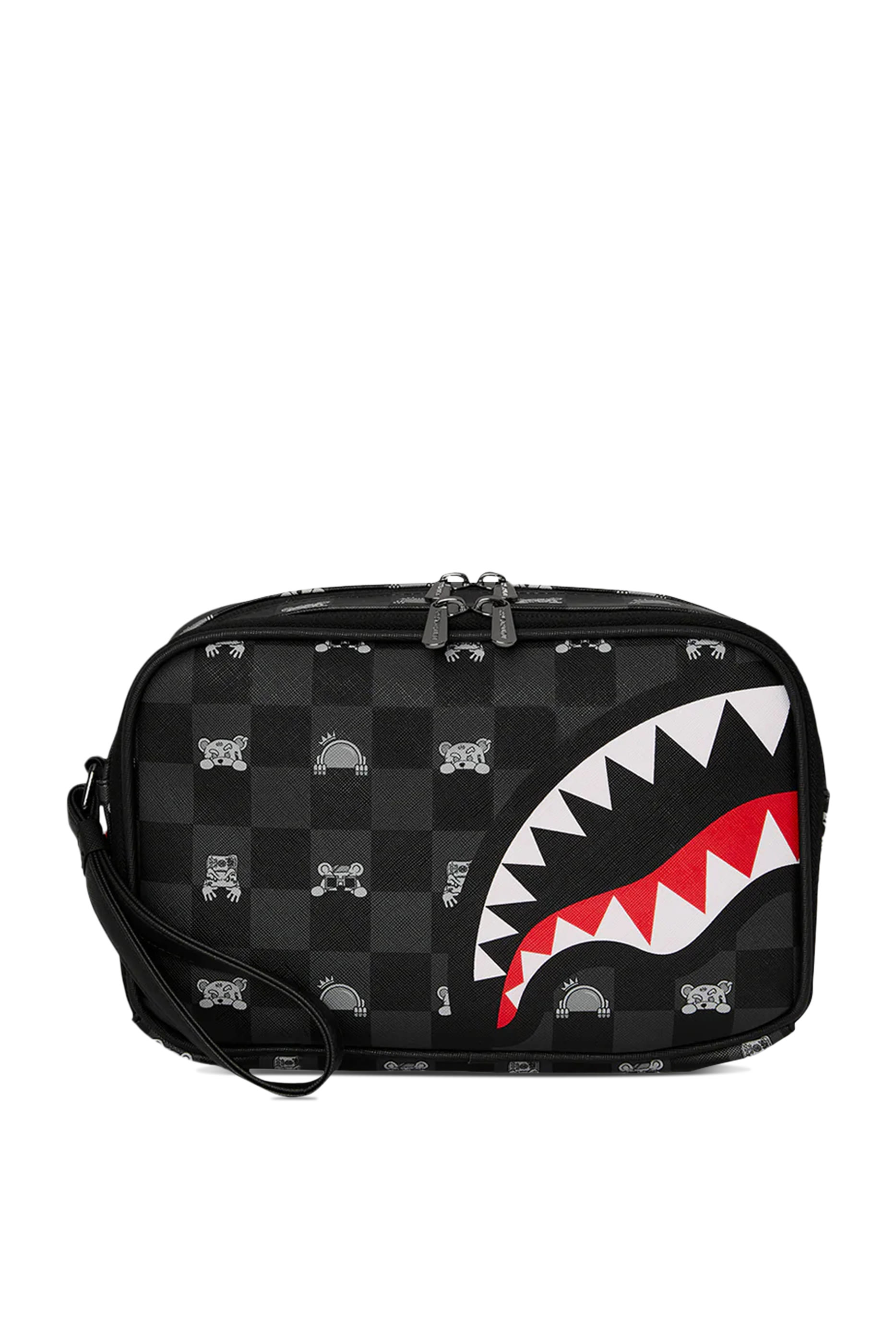 حقيبة مستحضرات عناية بنقشة مربعات مع شخصية مرِحة بارزة للأطفال