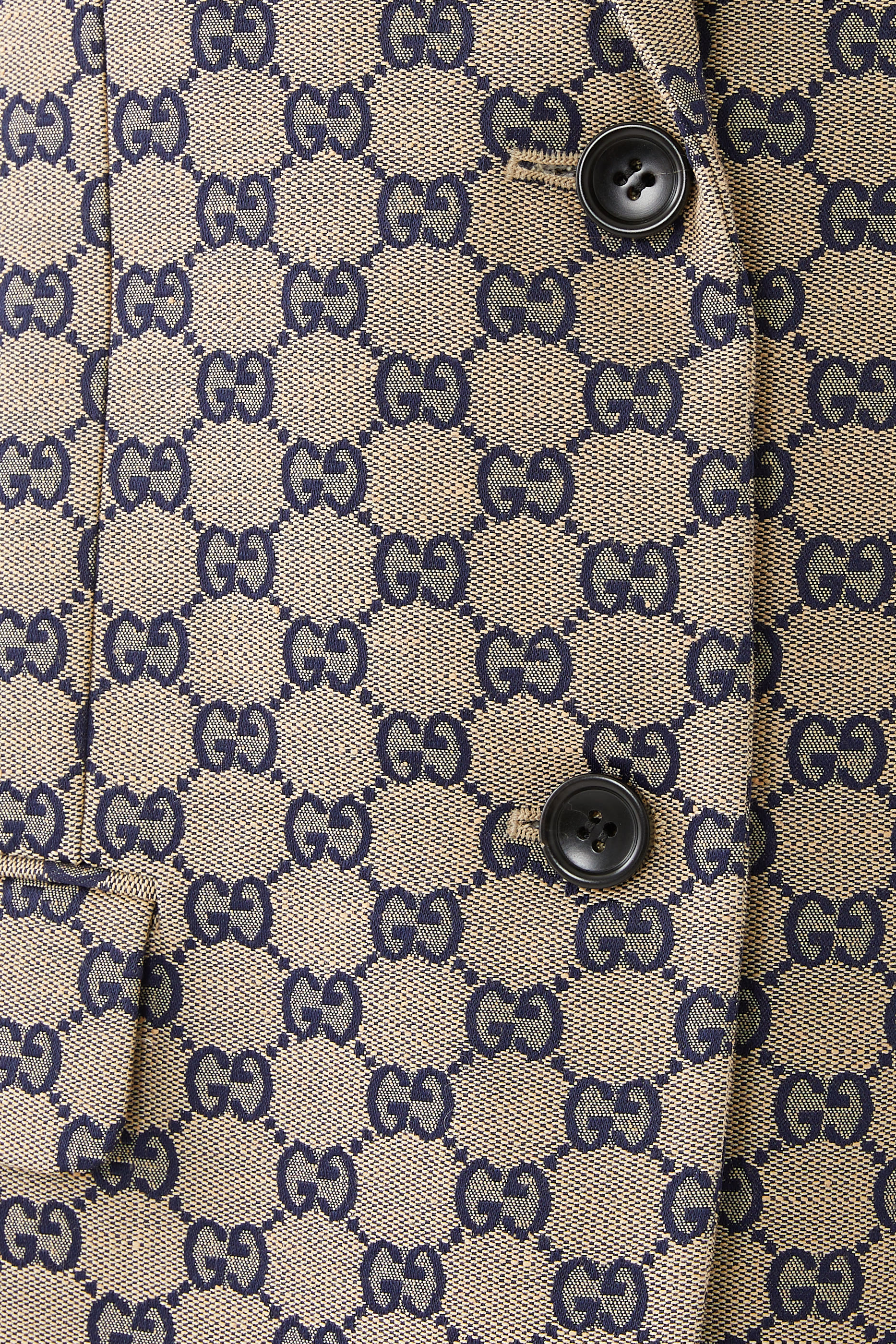 جاكيت بنقشة حرفي شعار الماركة مزيج قماش قنب وكتان