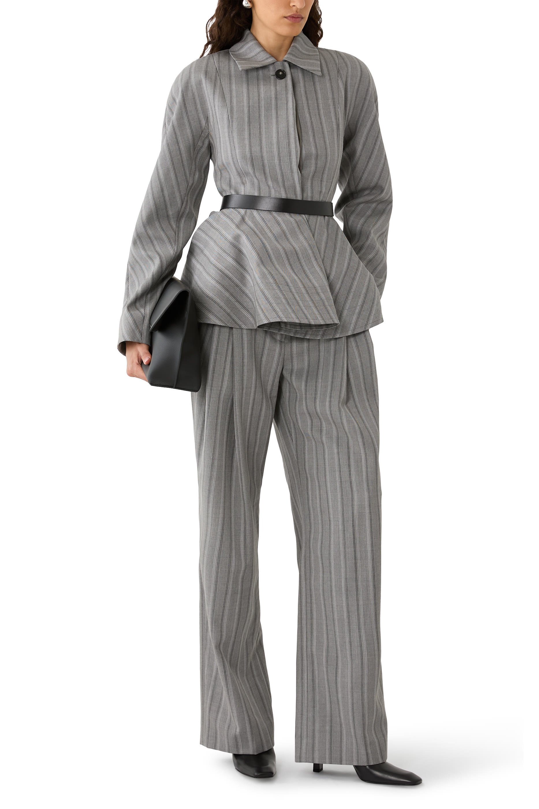 جاكيت بقصة مريحة مخطط بيبلوم