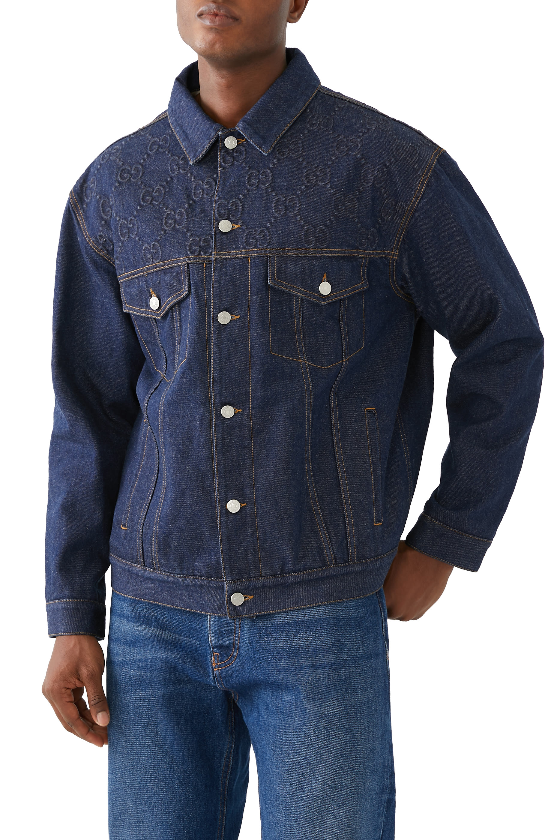 جاكيت دنيم بحرفي شعار الماركة