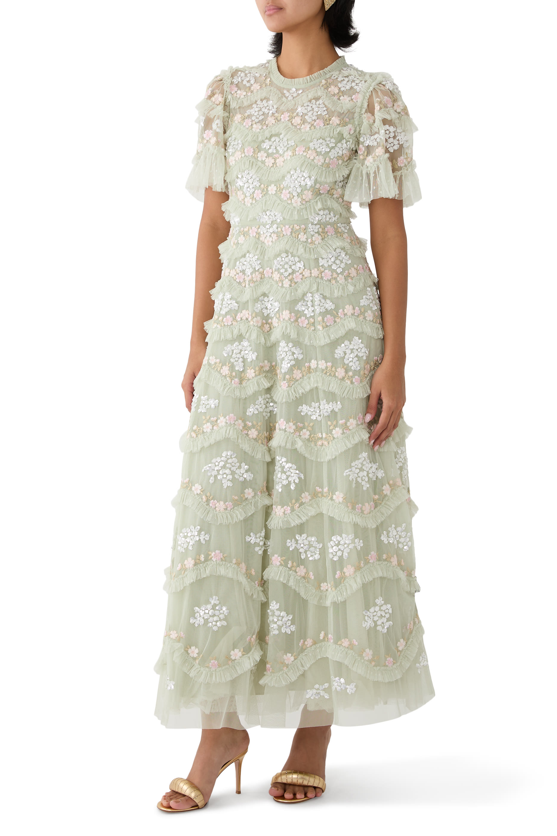 فستان سهرة ديزي بتصميم متموج بطول الكاحل