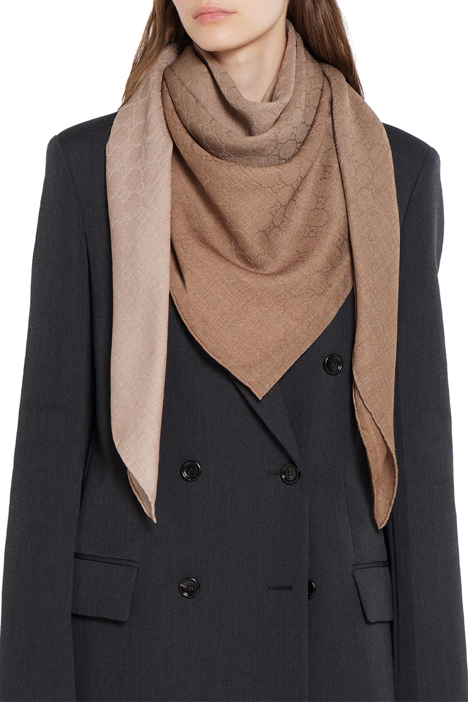 GG Wool Silk Jacquard Shawl