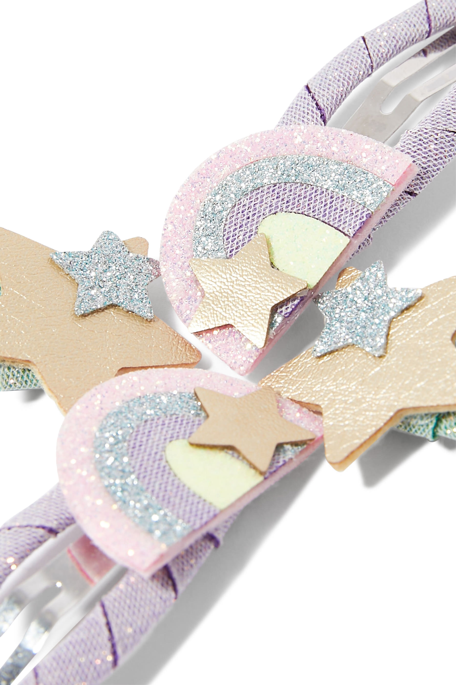 طقم مشابك شعر بتصميم قوس قزح للأطفال