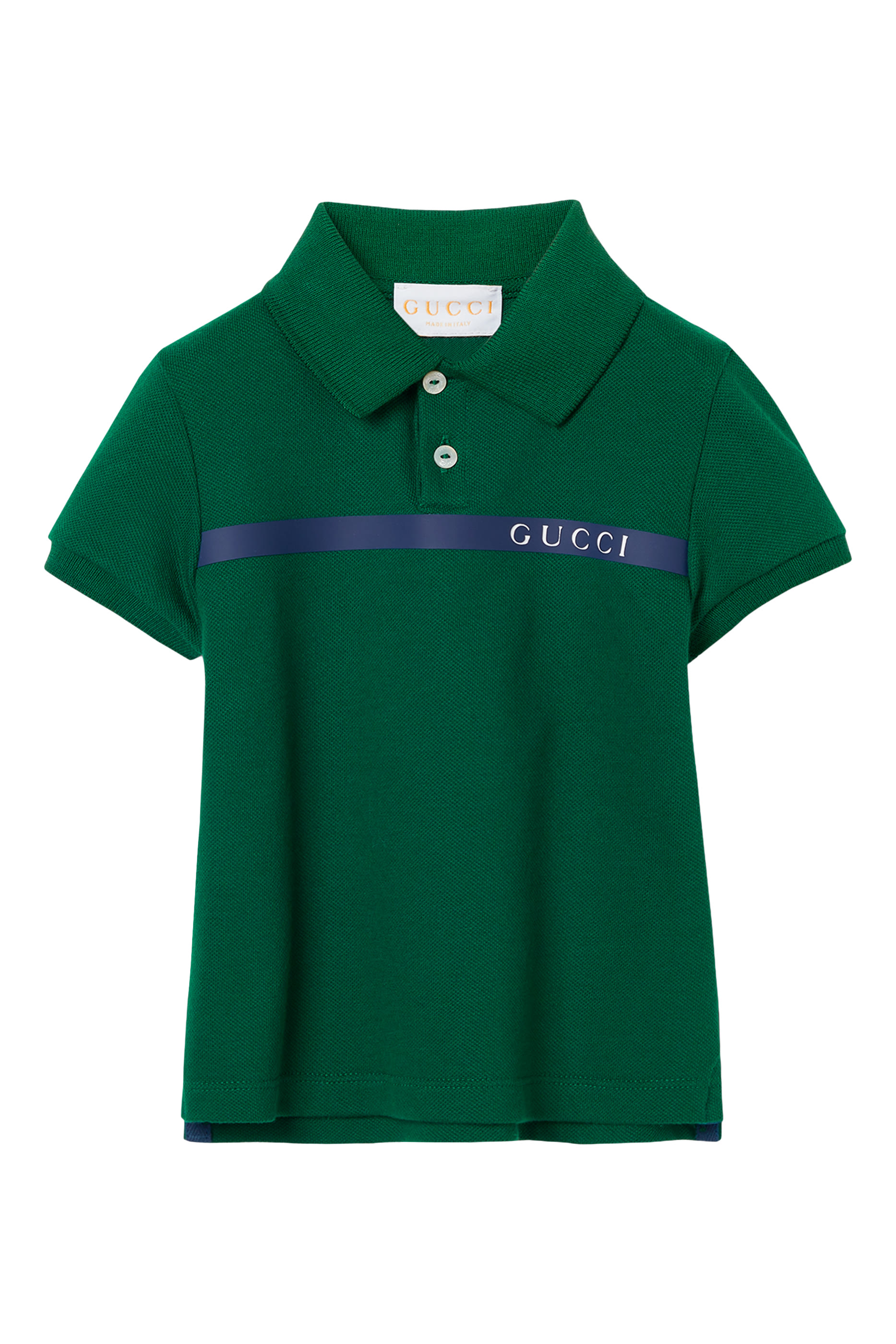 Kids Striped Heat-Taped Detail Polo Shirt