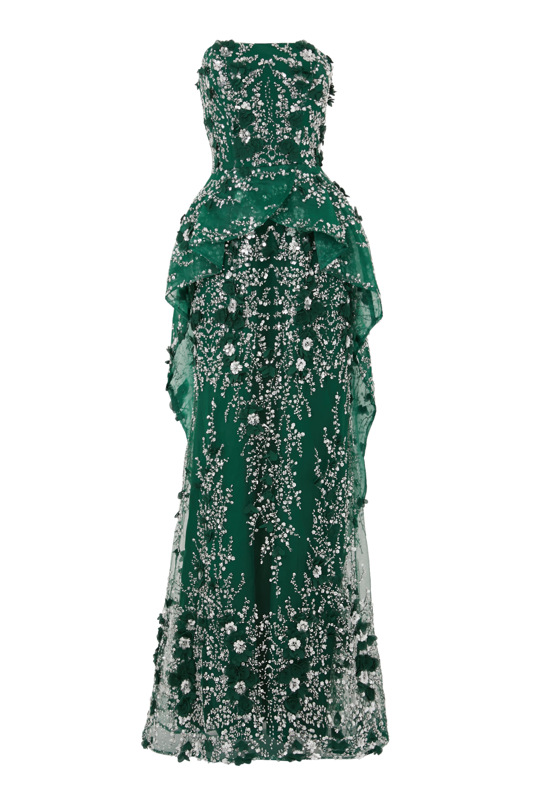 فستان سهرة بتطريز زهور بلا أكمام