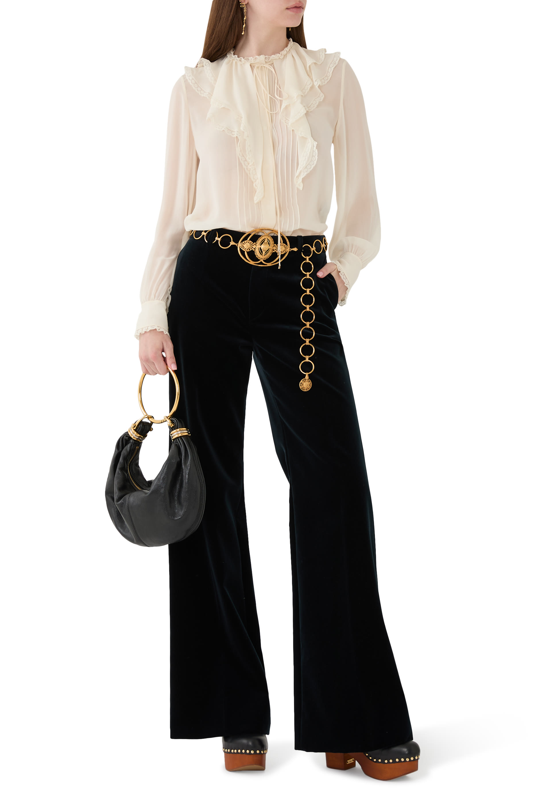 بلوزة بكشكش حرير جورجيت