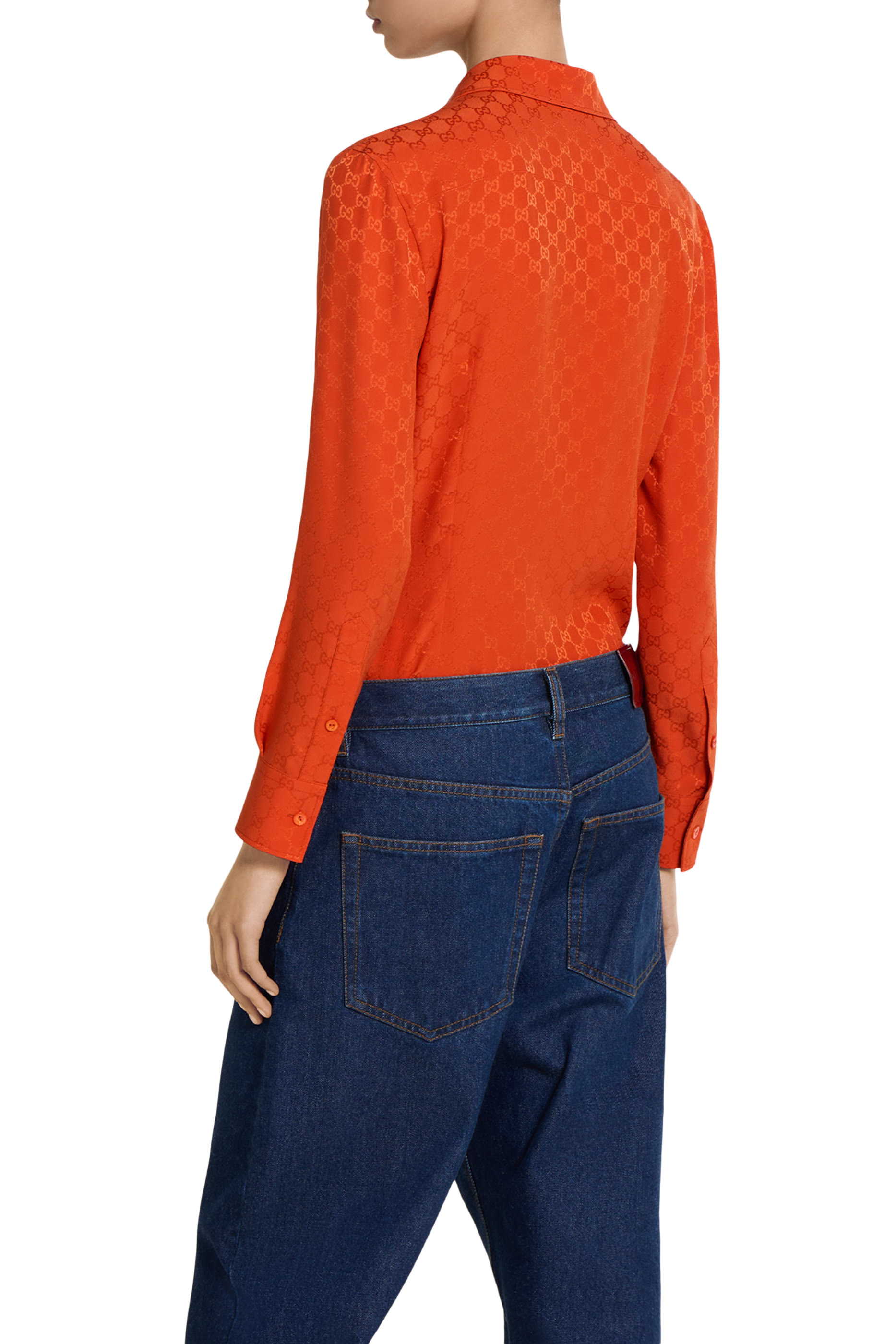 قميص مزبن بشعار الماركة حرير جاكار