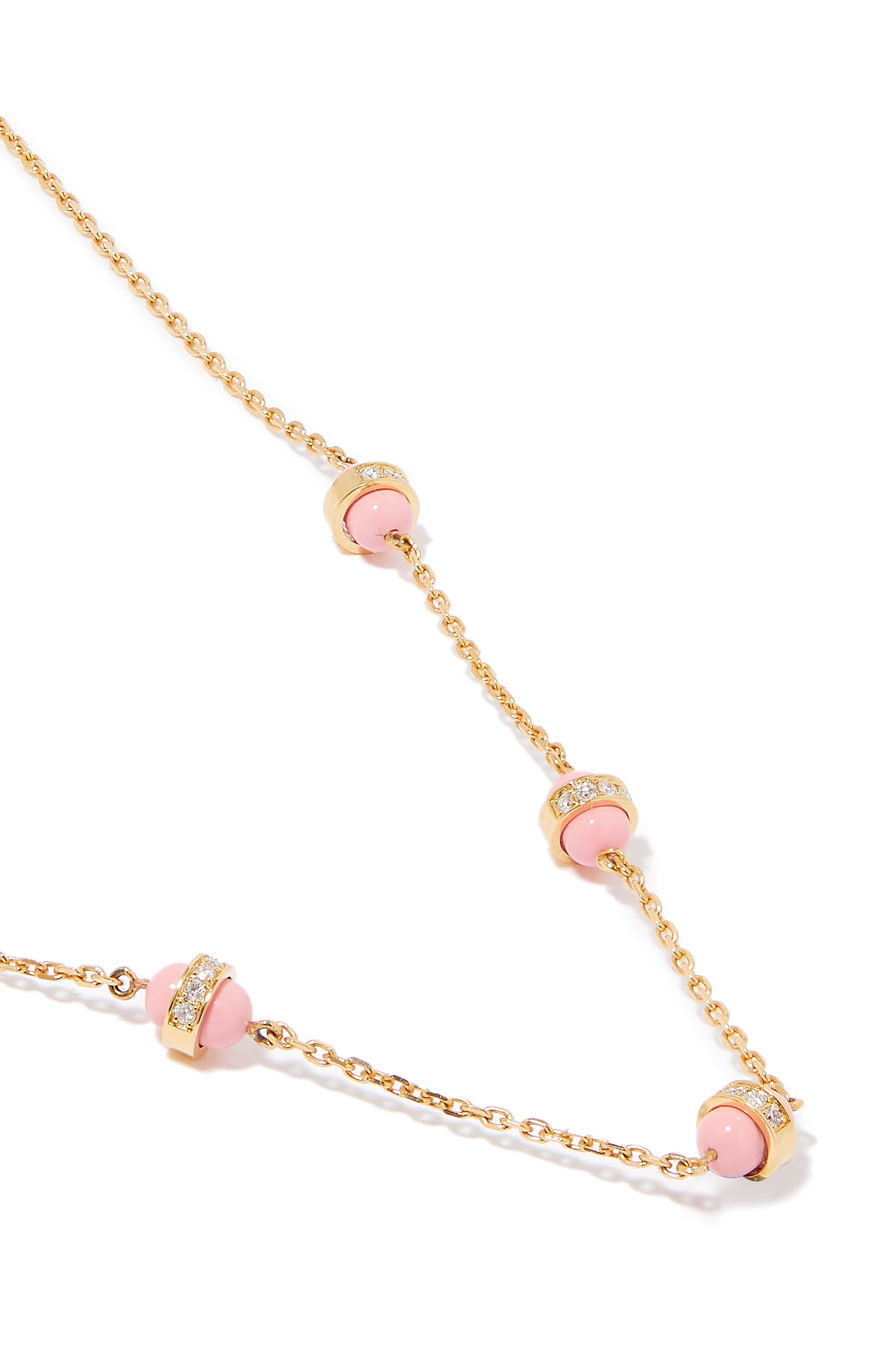 قلادة اتومز بخمسة نقاط بمينا مرصعة بماس ذهب أصفر عيار 18