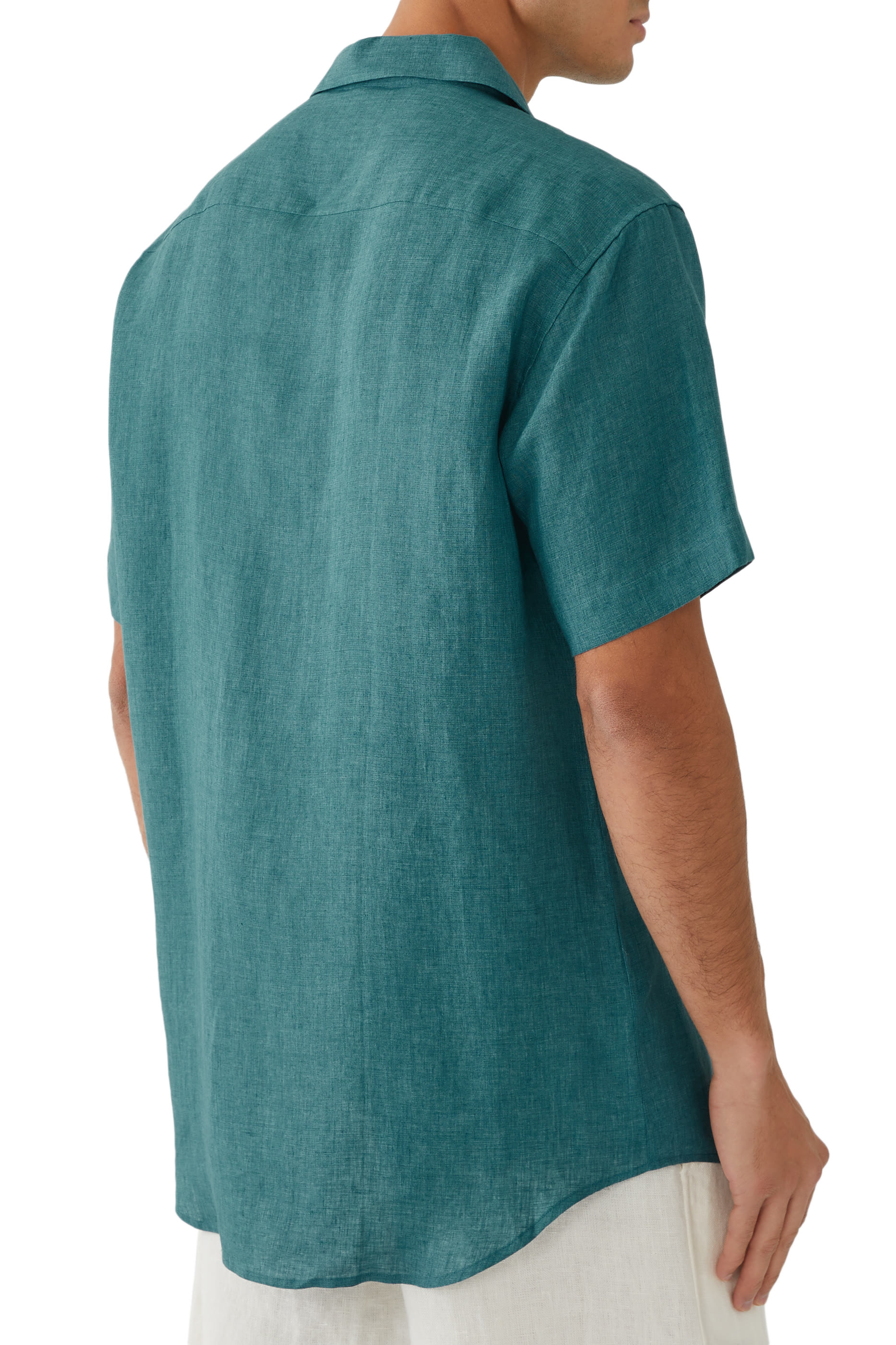 قميص بأكمام قصيرة كتان