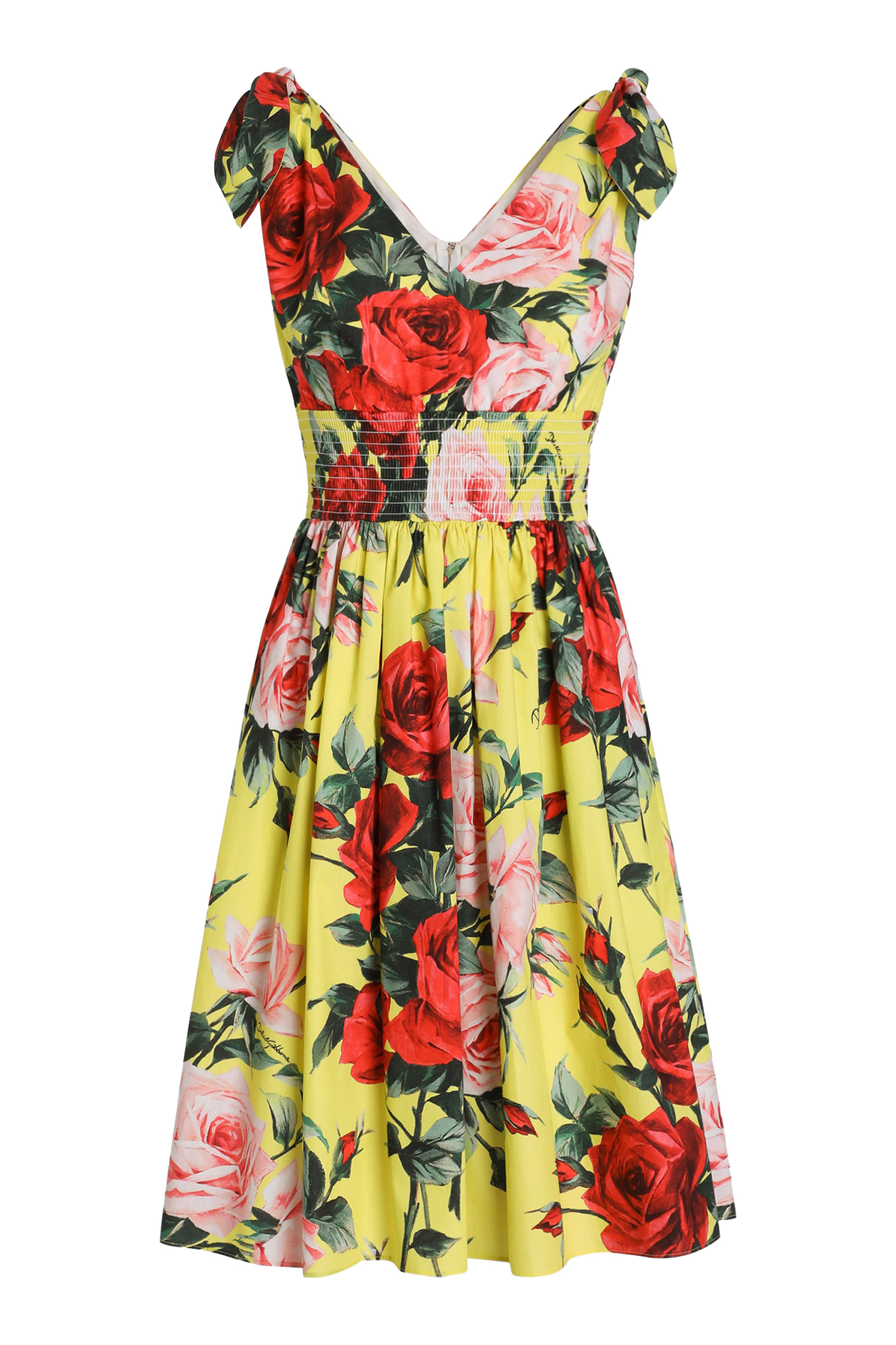 فستان متوسط الطول بنقشة قطن