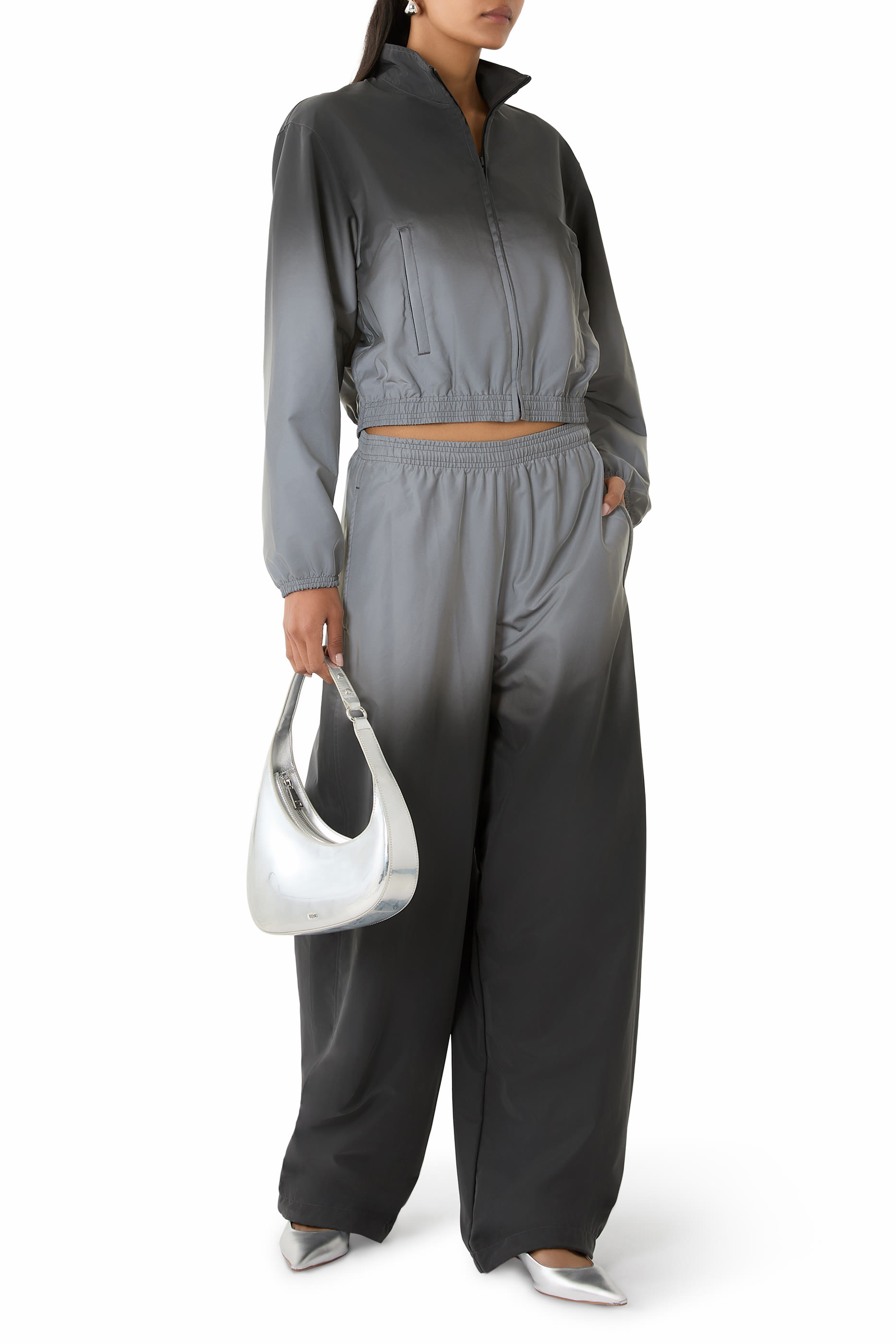 بنطال رياضي عاكس بخصر متوسط الارتفاع