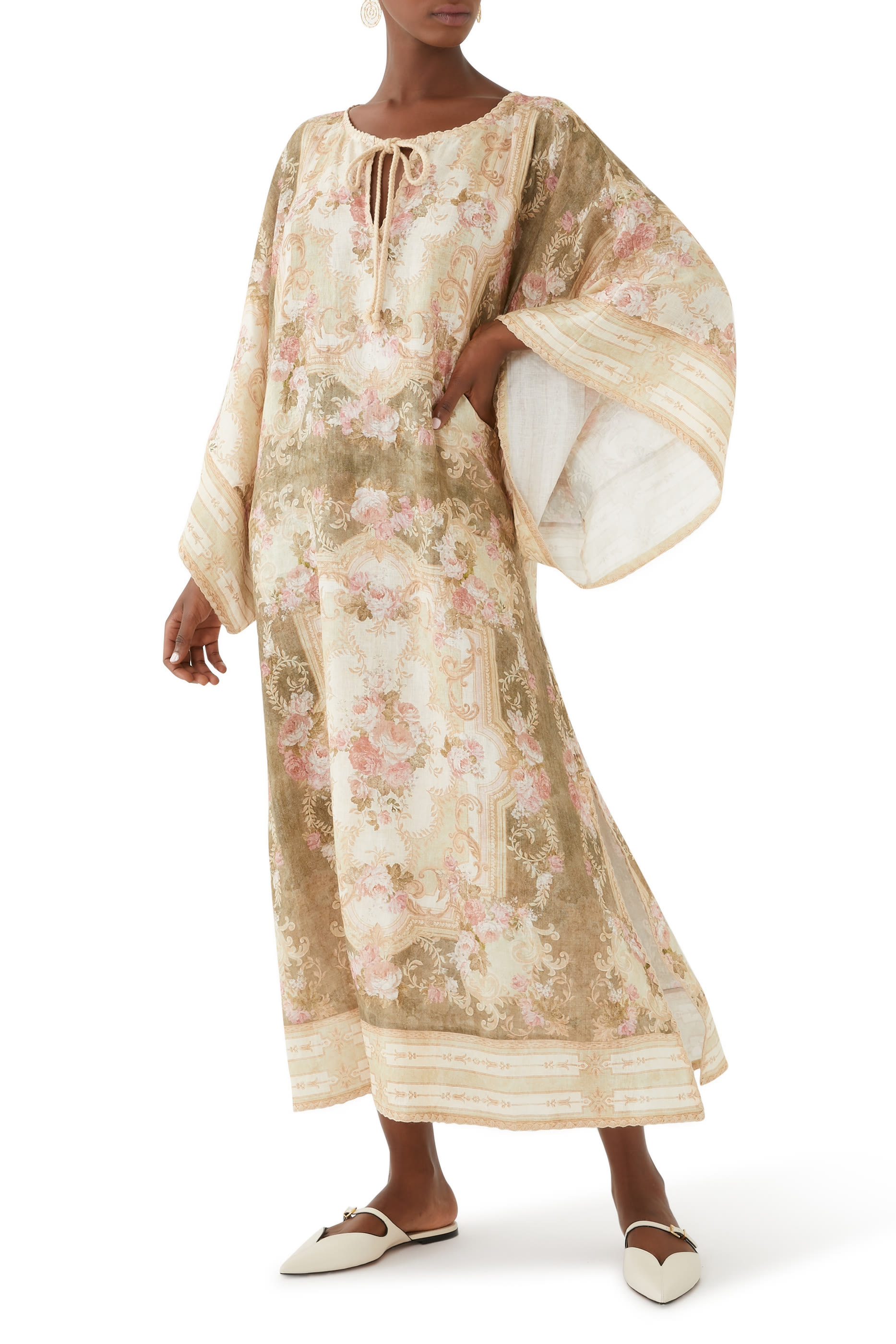 فستان لوريل بتصميم قفطان متوسط الطول